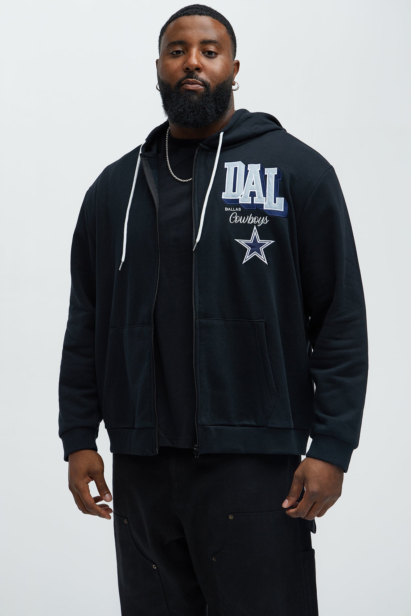 Cowboys Bold Zip Hoodie - Black