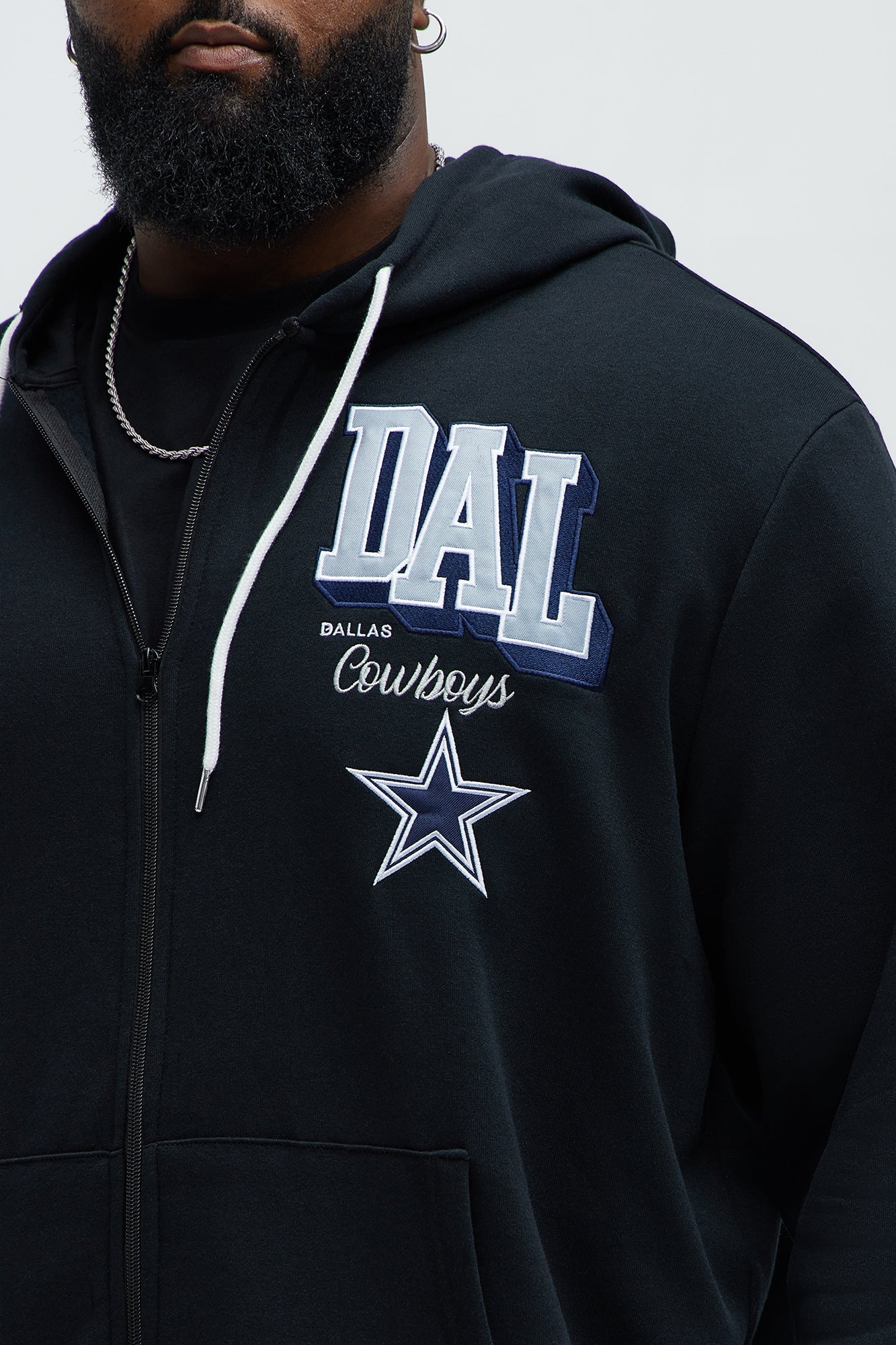 Cowboys Bold Zip Hoodie - Black
