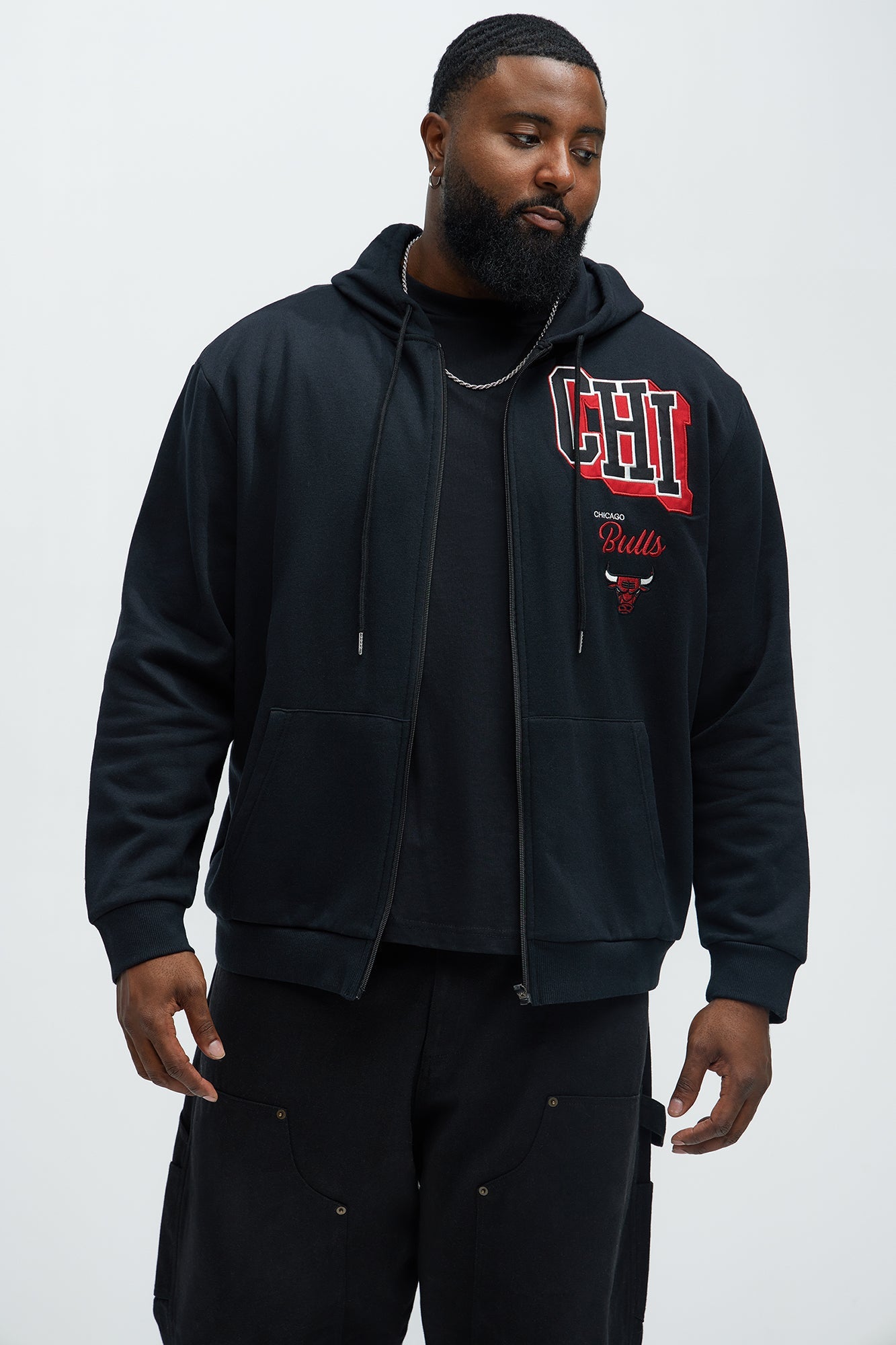 Bulls Bold Zip Up Hoodie - Black