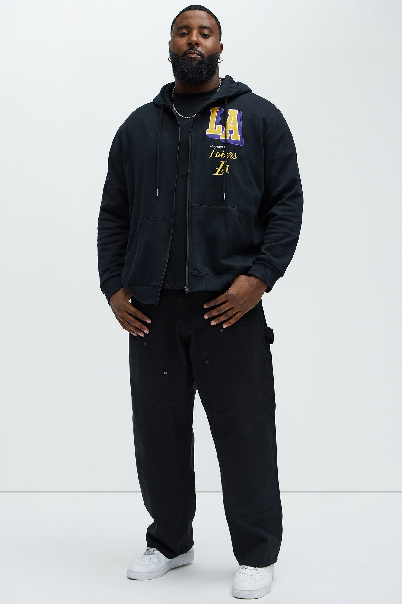 Lakers Bold Zip Up Hoodie - Black