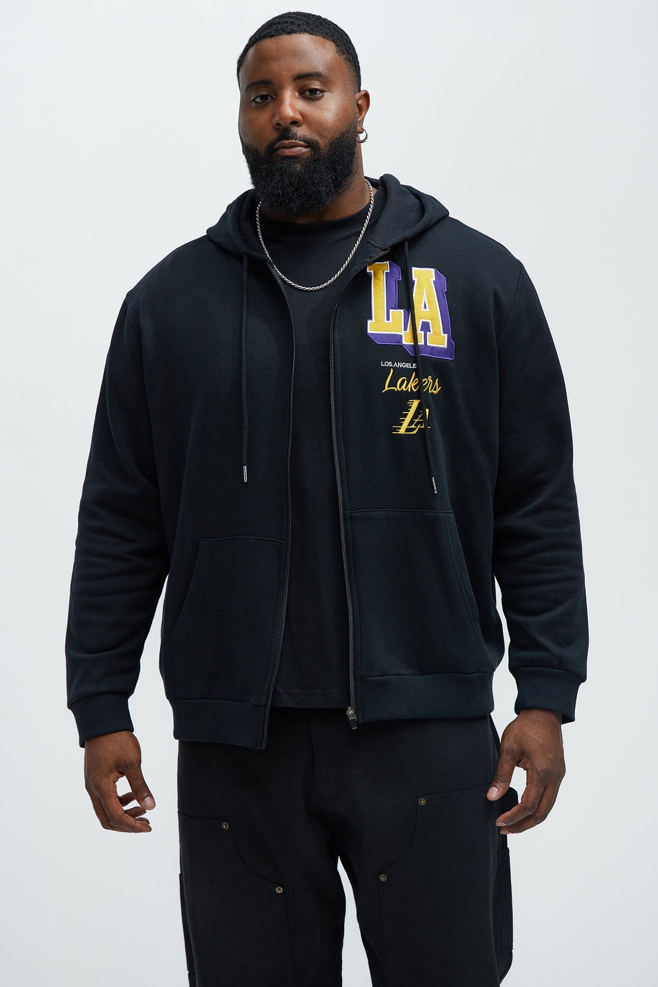 Lakers Bold Zip Up Hoodie - Black