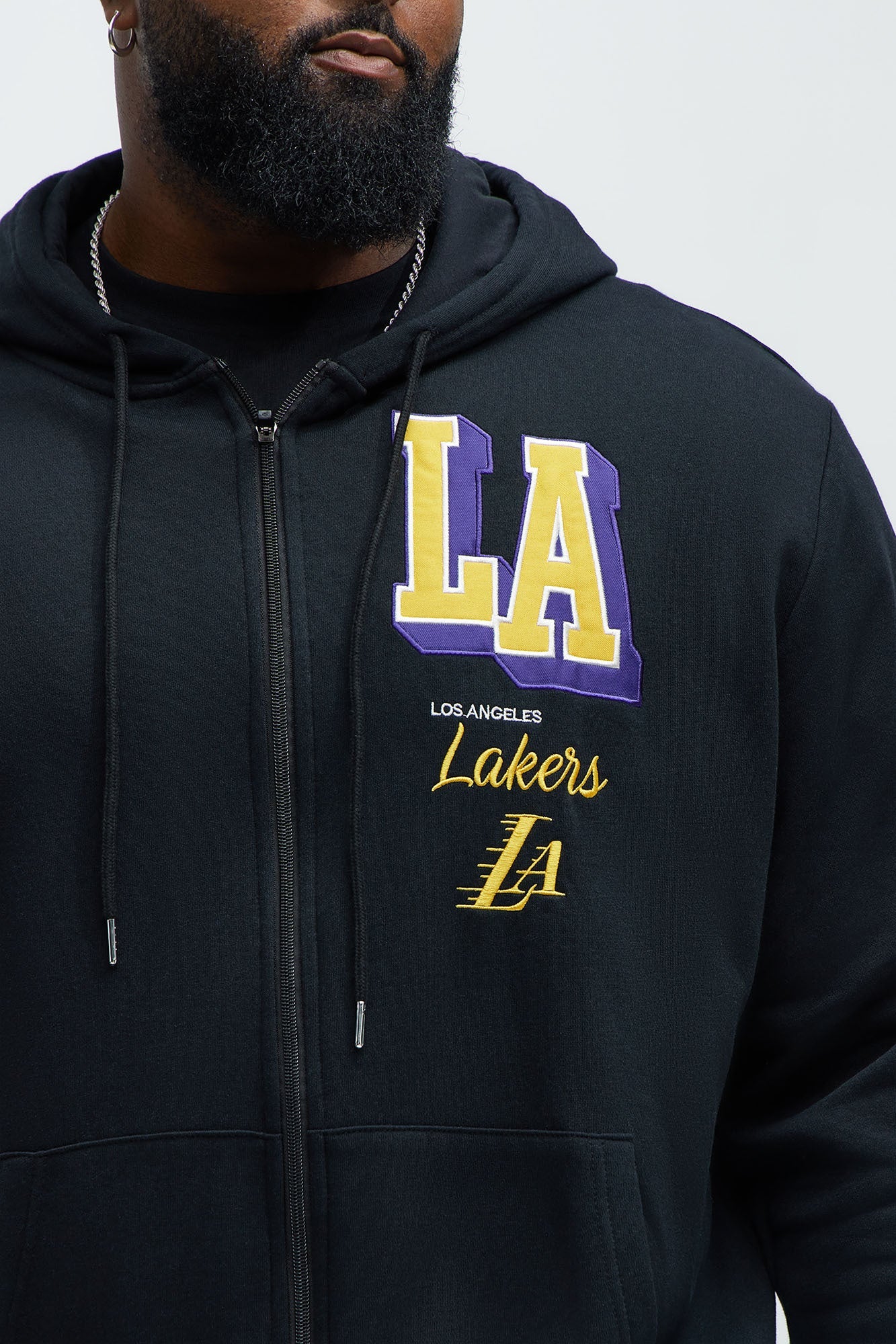 Lakers Bold Zip Up Hoodie - Black