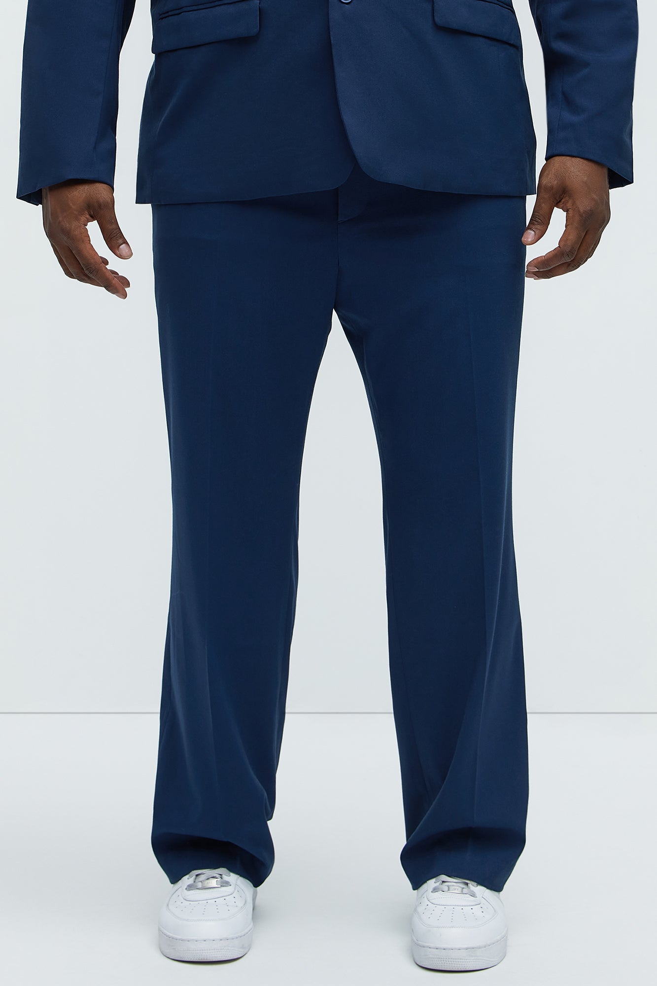 Modern Stretch Straight Trousers - Navy