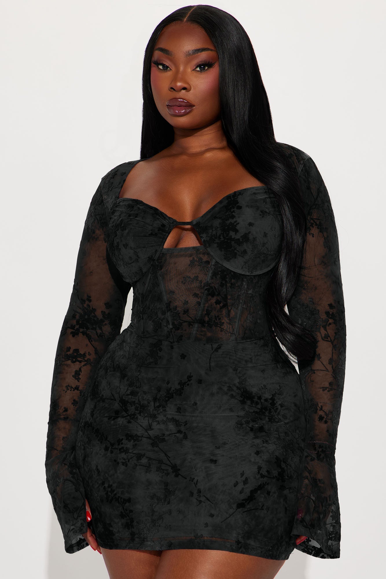 Riley Mesh Mini Dress - Black