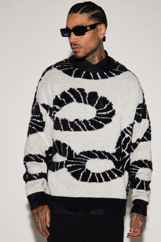 Walking A Tight Rope Mohair Sweater - Cream/combo