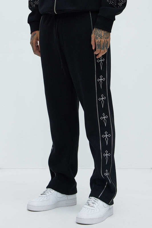 Tyson Cross Straight Sweatpants - Black