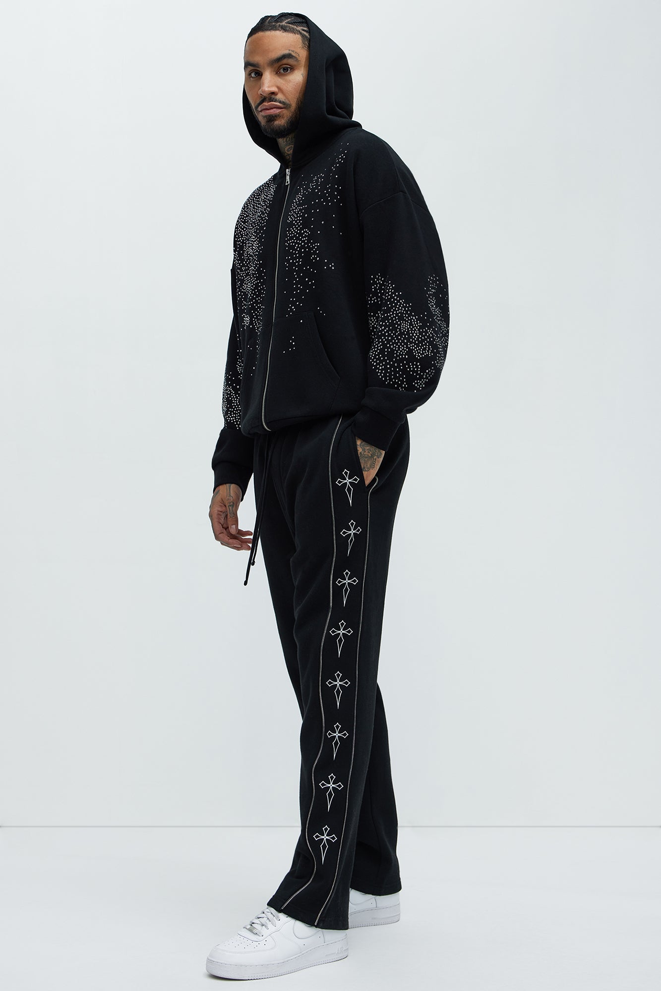 Tyson Cross Straight Sweatpants - Black