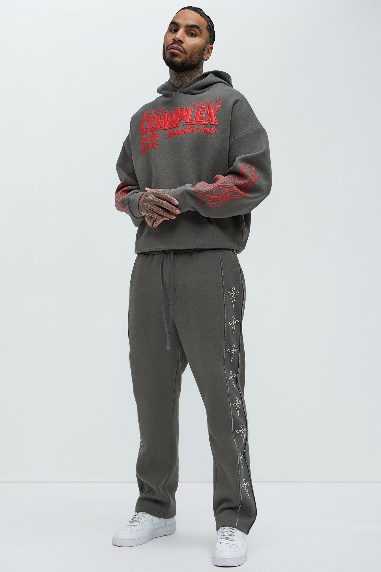 Tyson Cross Straight Sweatpants - Grey