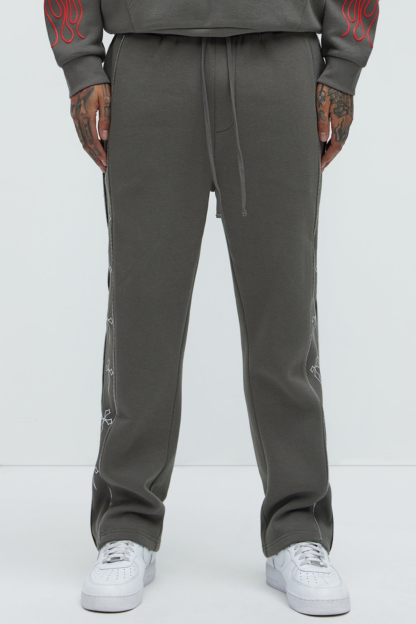 Tyson Cross Straight Sweatpants - Grey