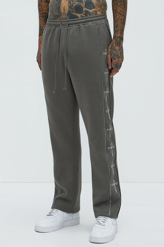 Tyson Cross Straight Sweatpants - Grey