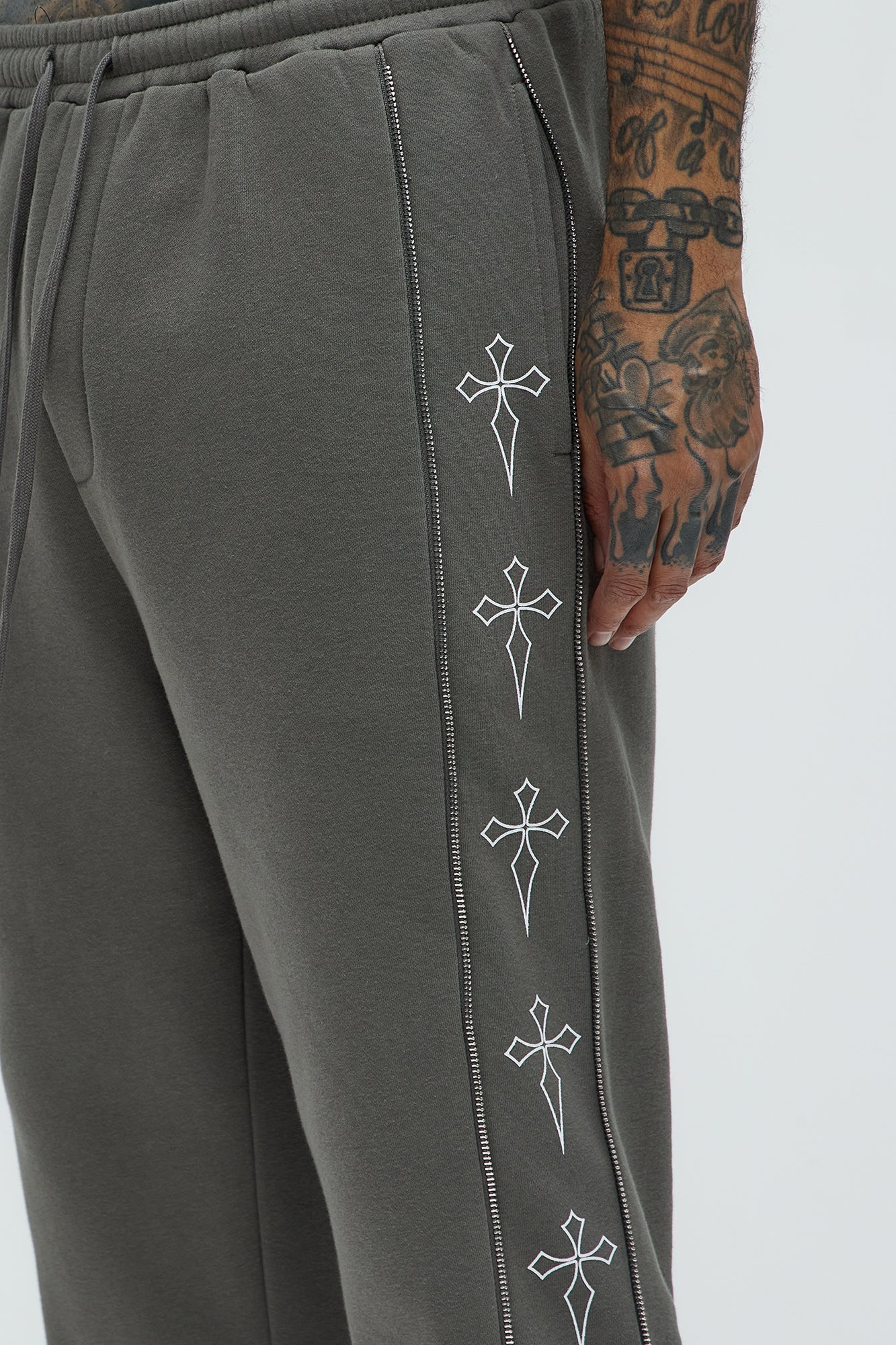 Tyson Cross Straight Sweatpants - Grey