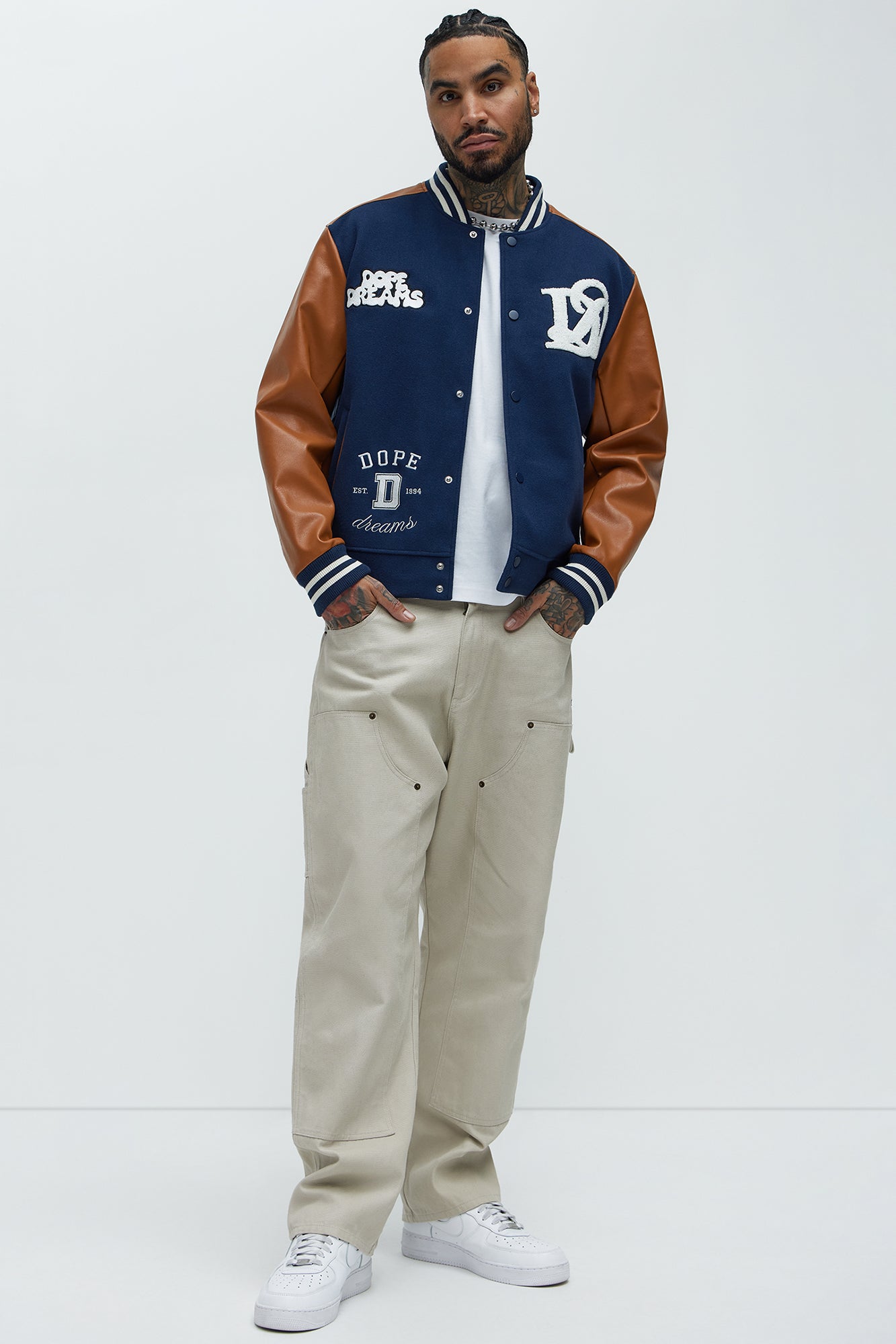Dope Dreams Varsity Jacket - Navy/combo