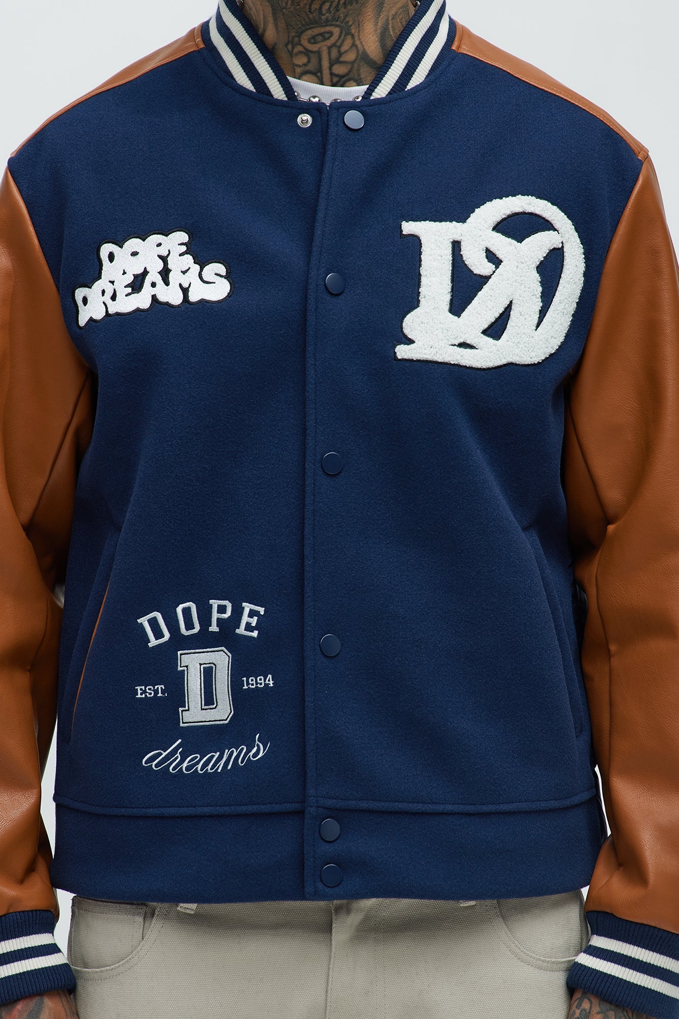 Dope Dreams Varsity Jacket - Navy/combo