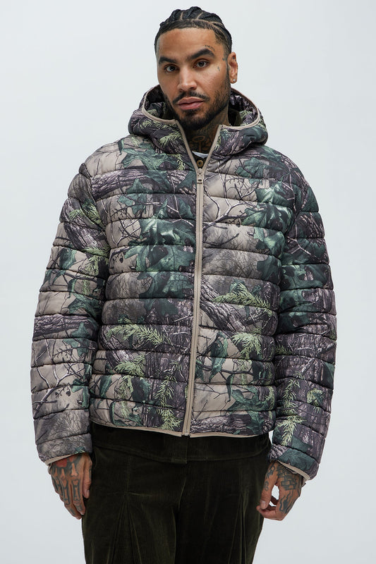 Troop Padded Zip Up Hoodie - Brown/combo