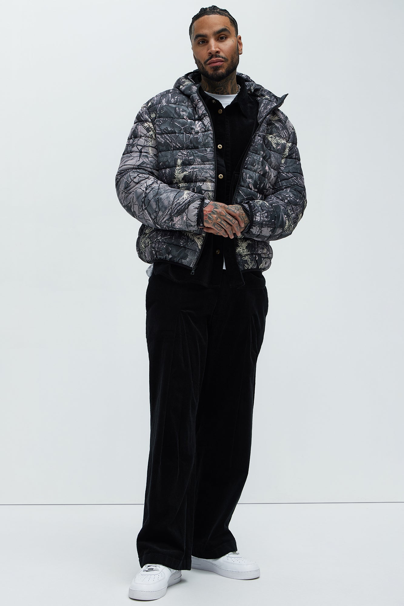 Troop Padded Zip Up Hoodie - Grey/combo