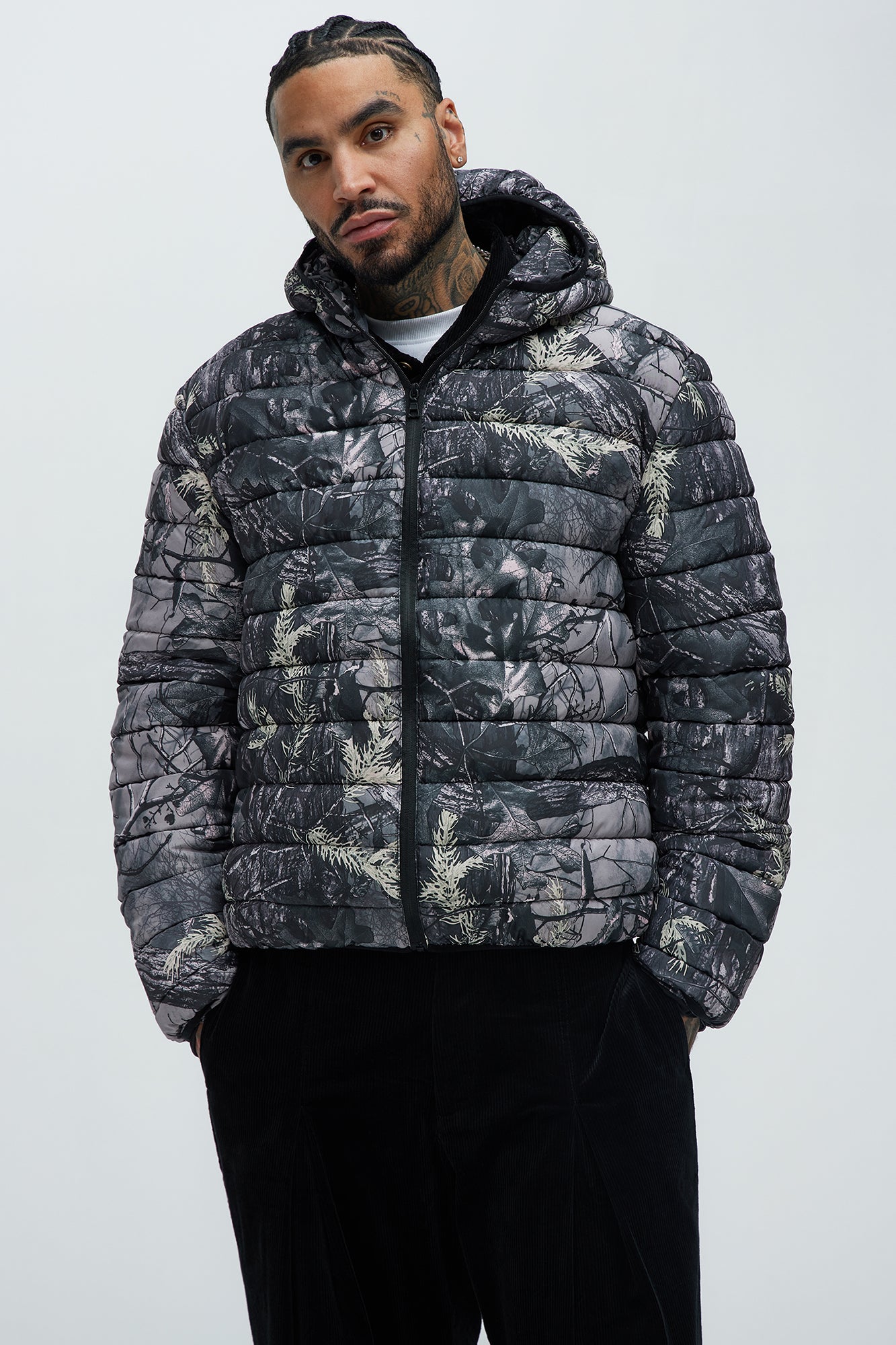 Troop Padded Zip Up Hoodie - Grey/combo