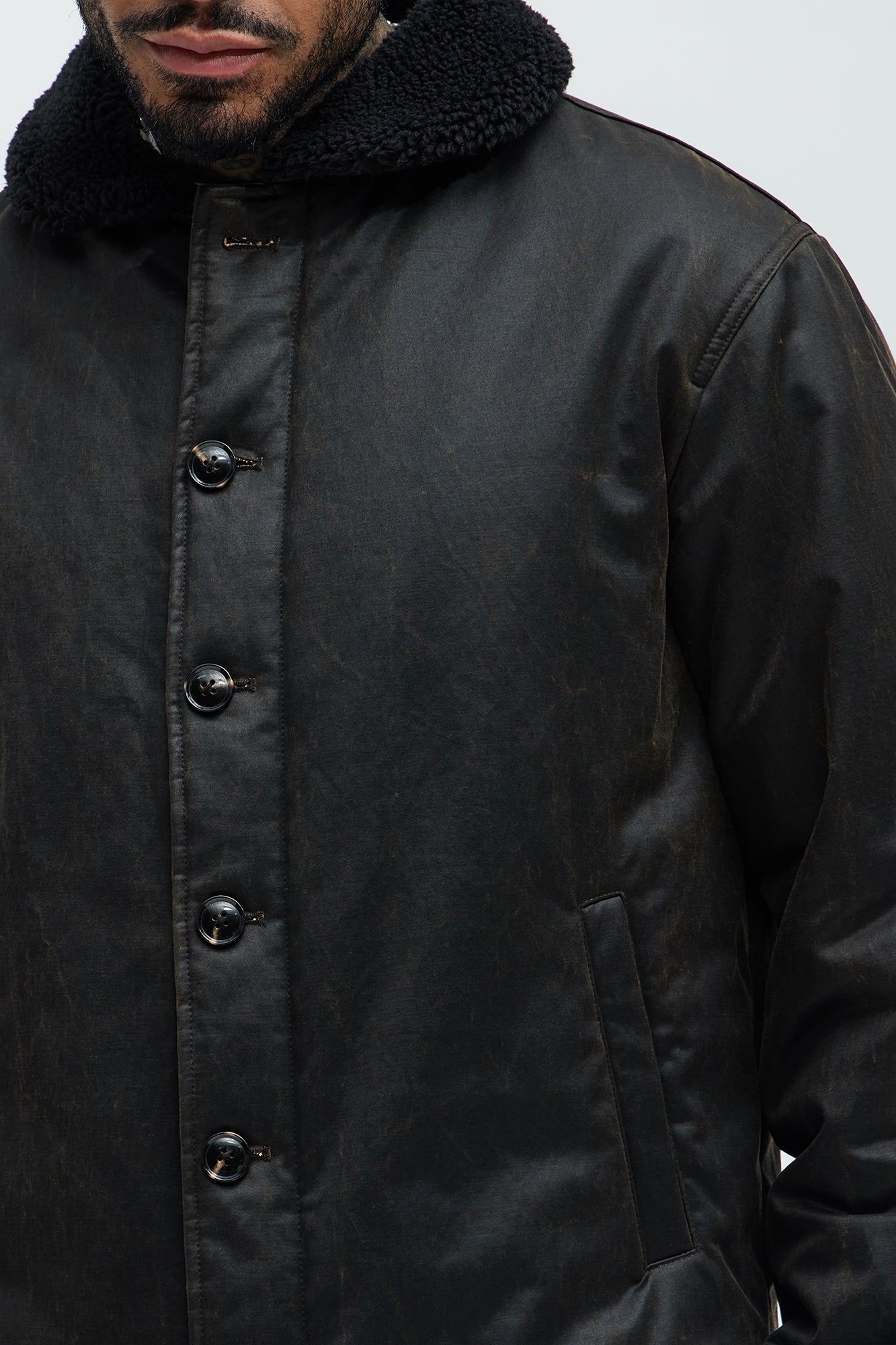 Denali Waxed Sherpa Jacket - Brown