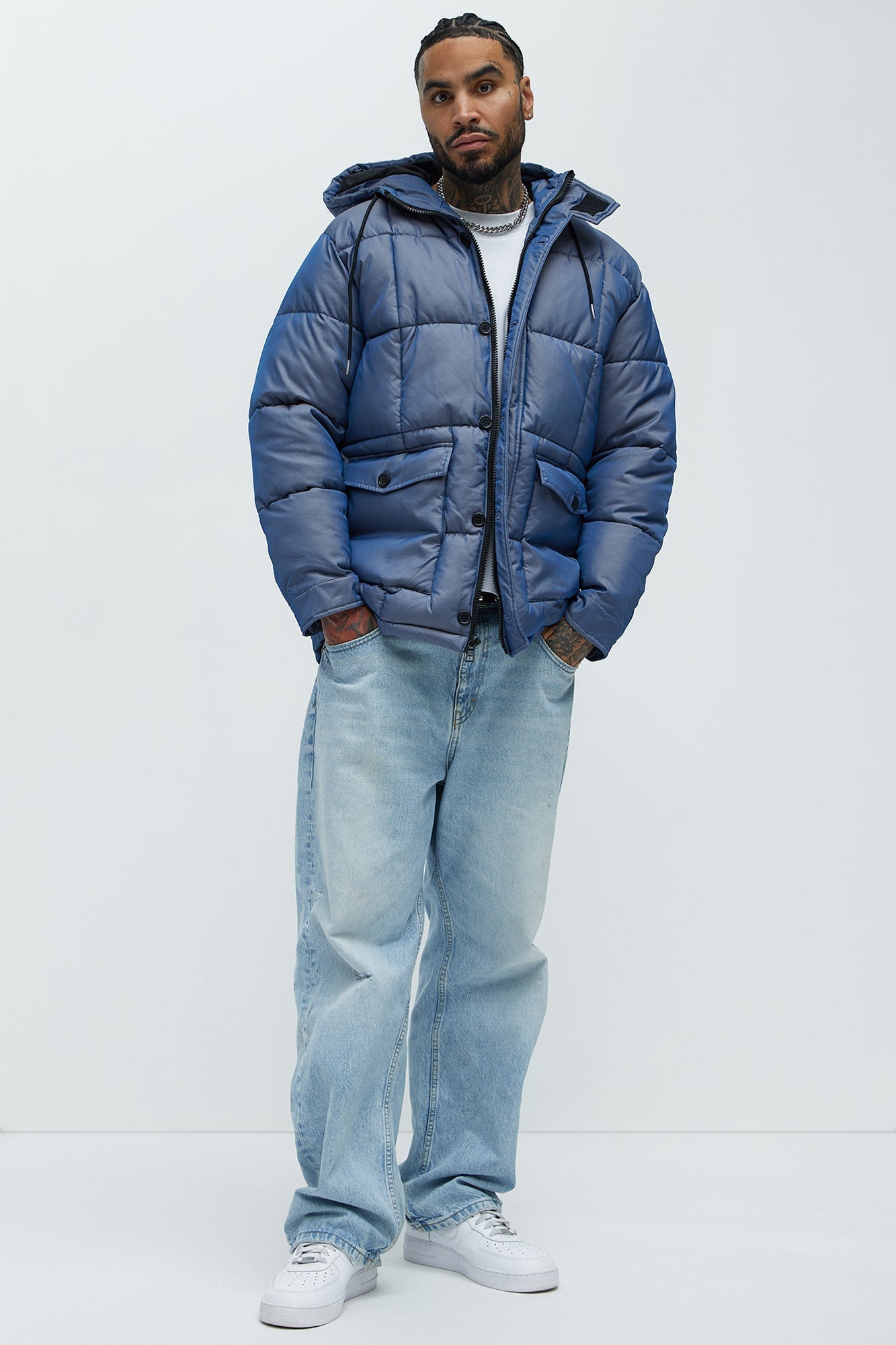 Cosmic Quilted Coat - Blue