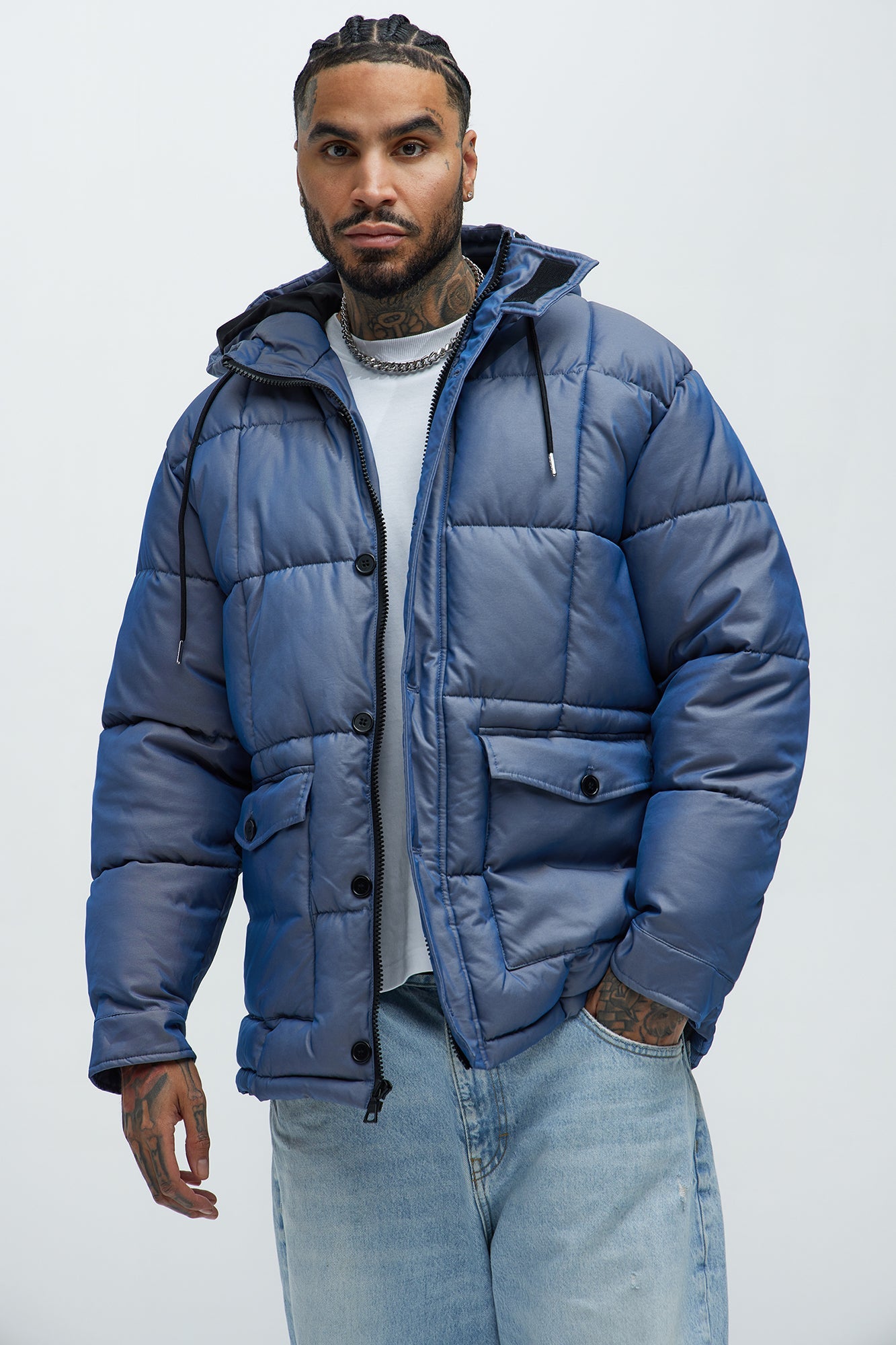 Cosmic Quilted Coat - Blue