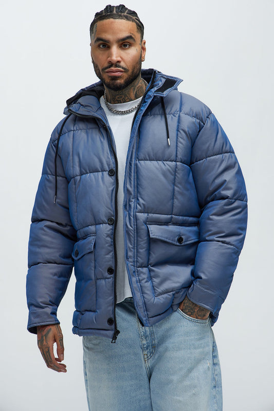 Cosmic Quilted Coat - Blue