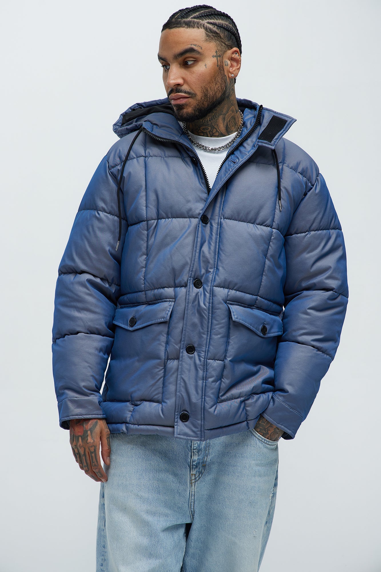 Cosmic Quilted Coat - Blue