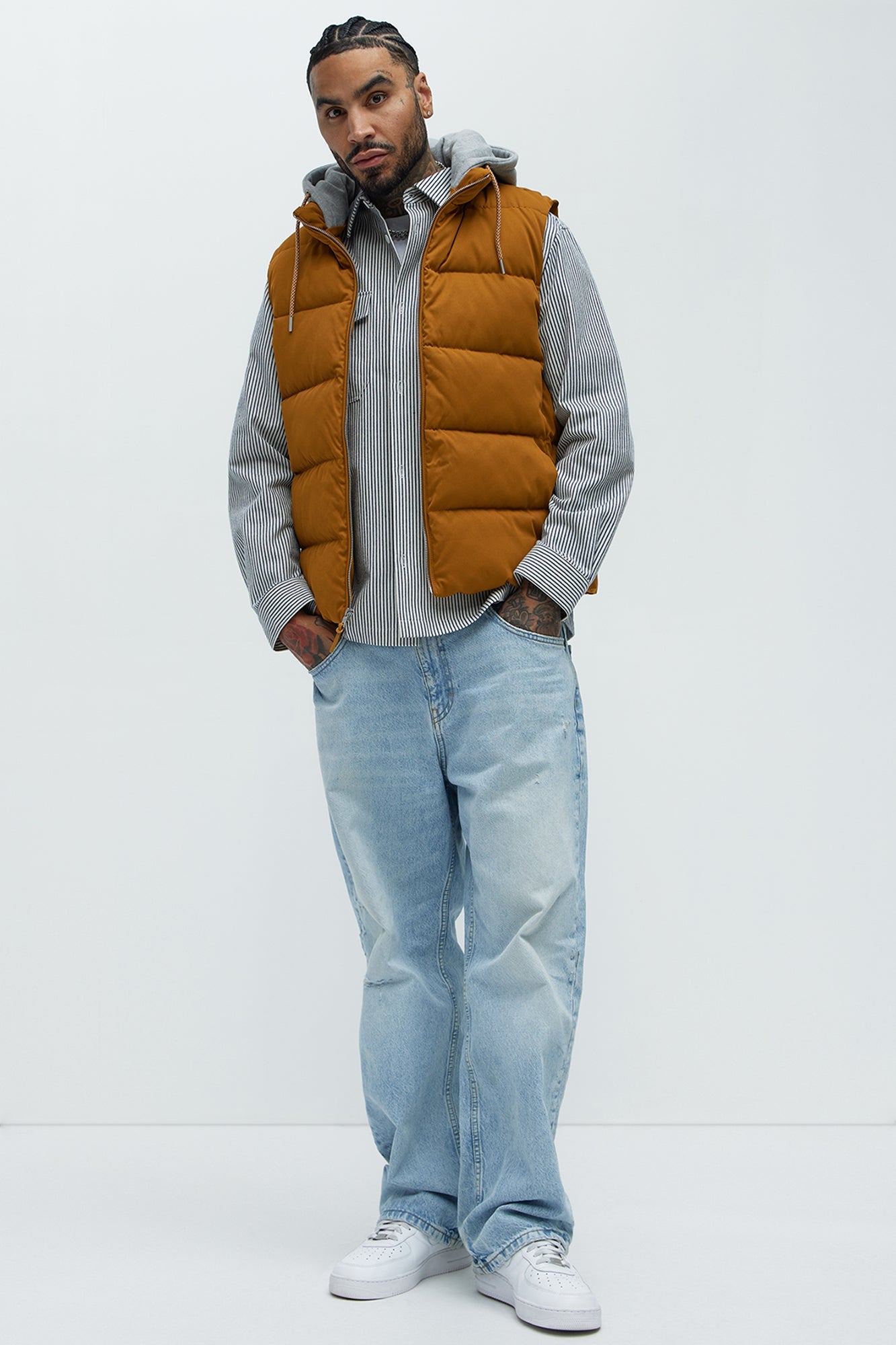 Heartbreak Puffer Vest With Hood - Mustard