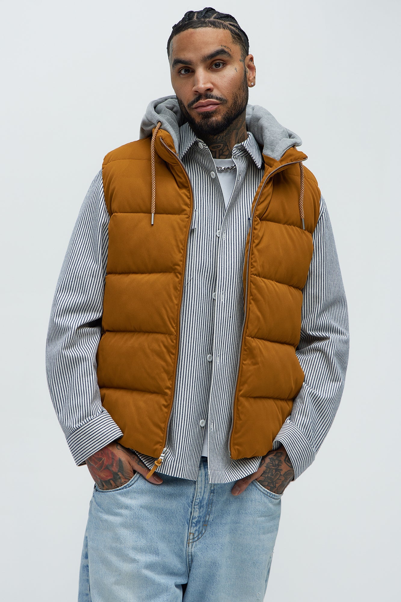 Heartbreak Puffer Vest With Hood - Mustard