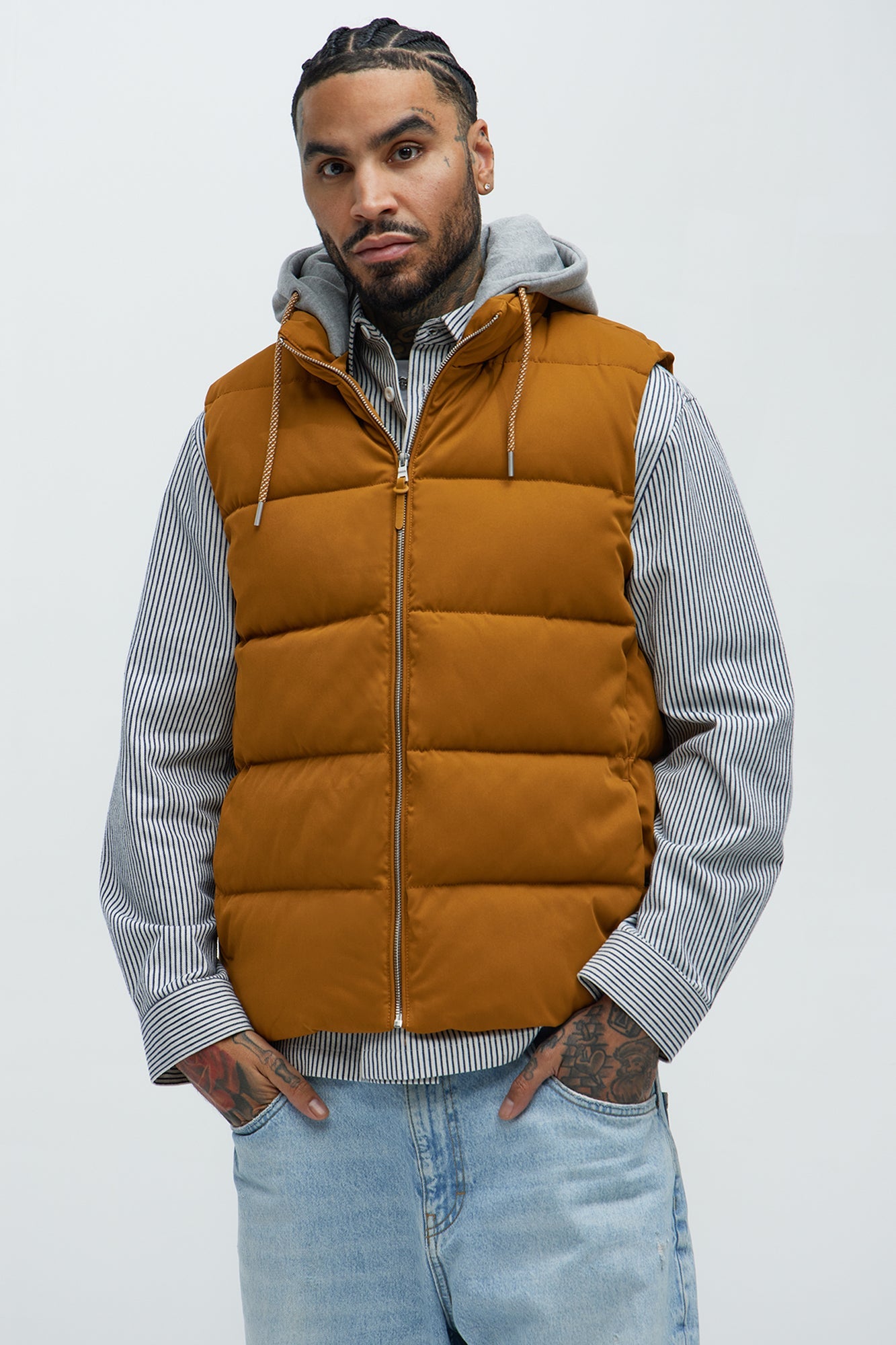 Heartbreak Puffer Vest With Hood - Mustard