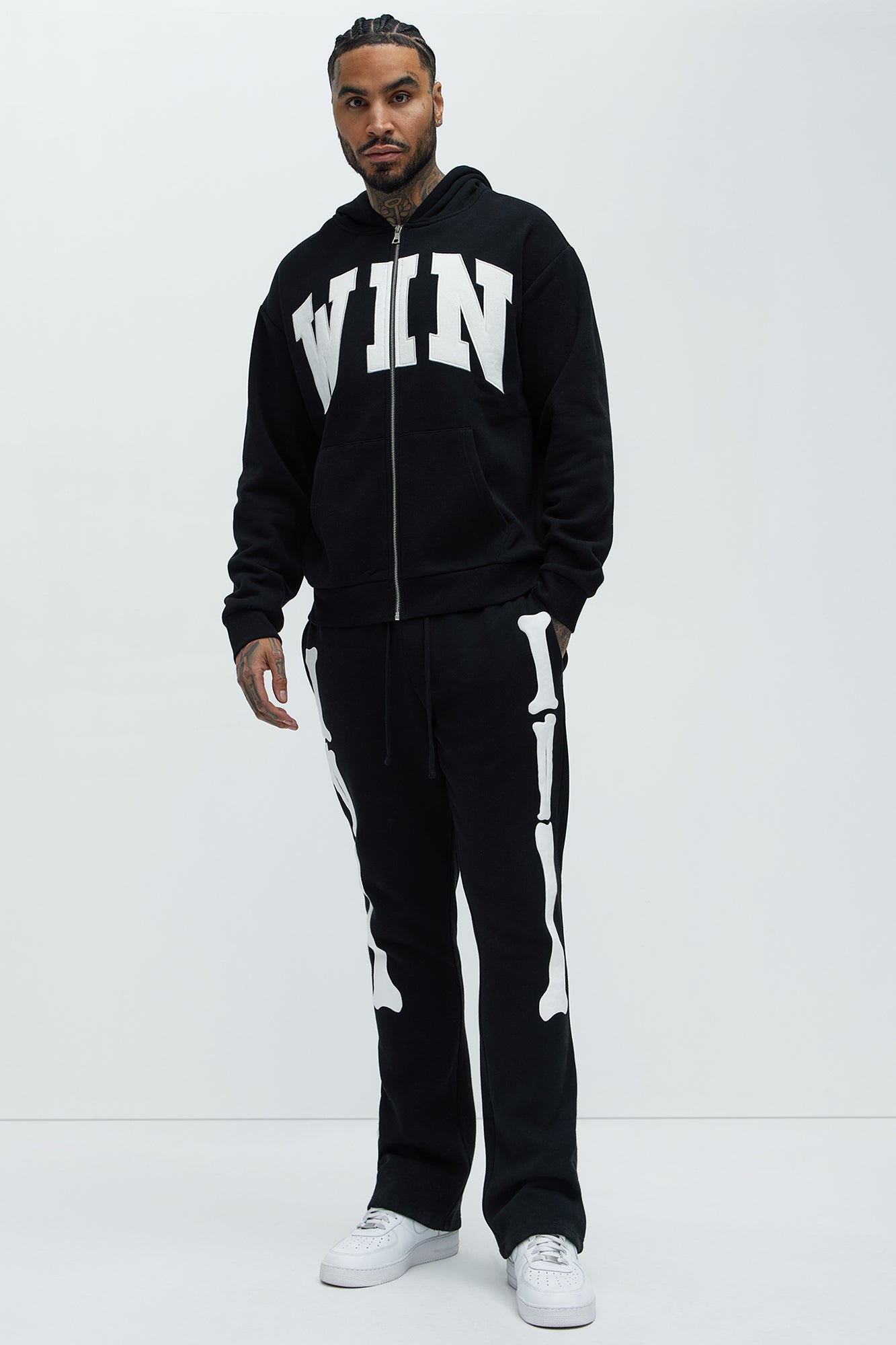 Tyson Bones Skinny Flare Sweatpants - Black