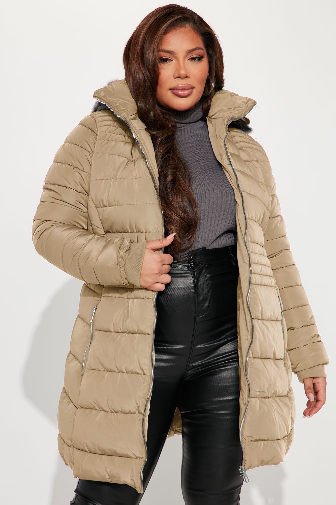 Caught In The Cold Puffer Coat - Beige