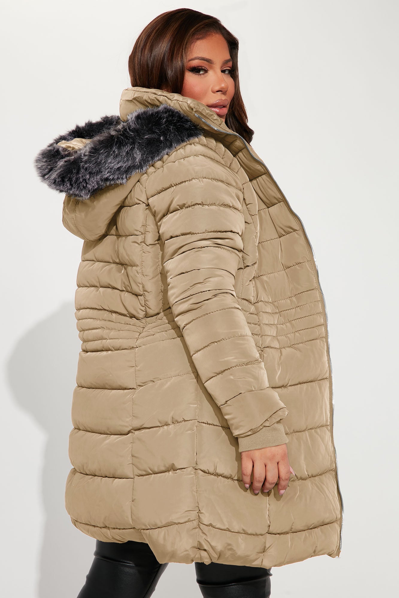 Caught In The Cold Puffer Coat - Beige