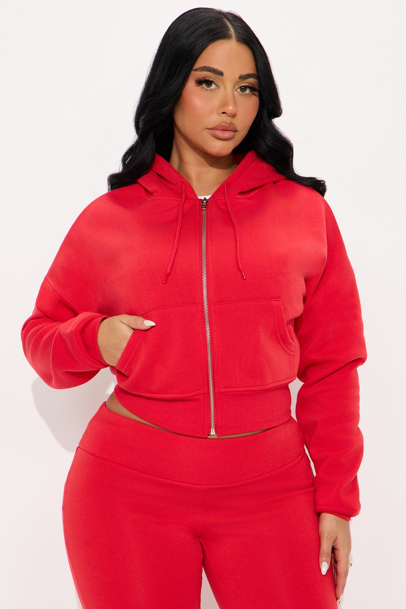 Chill Day Ahead Fleece Pant Set - Red