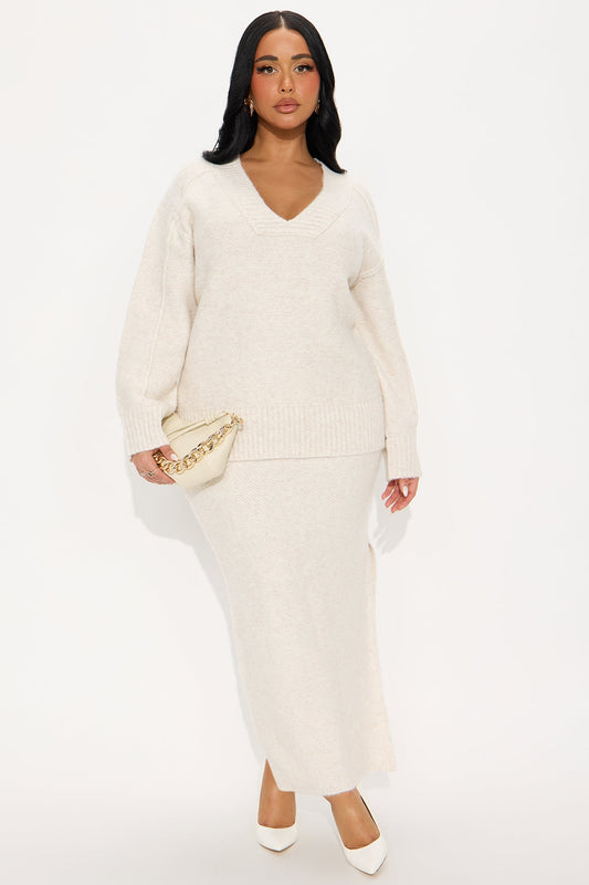 Kamila Sweater Maxi Skirt Set - Cream
