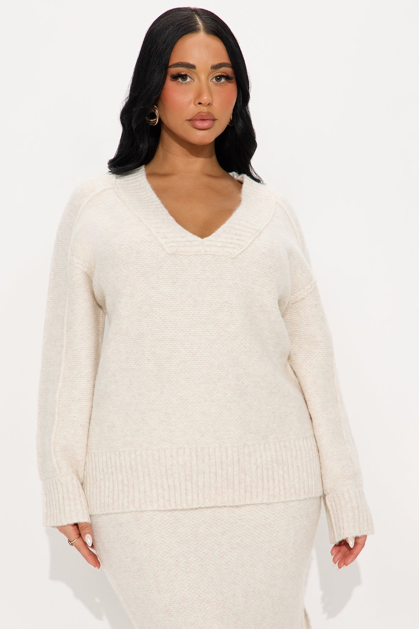 Kamila Sweater Maxi Skirt Set - Cream