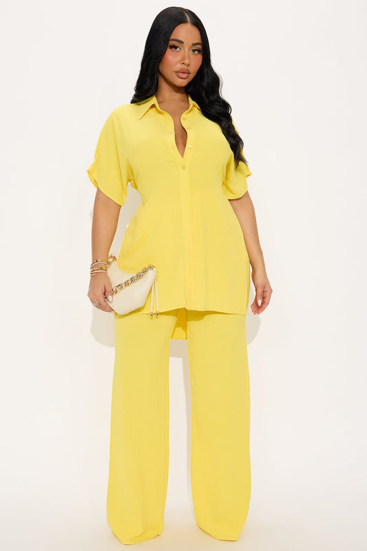 Mikayla Wide Leg Pant Set - Yellow
