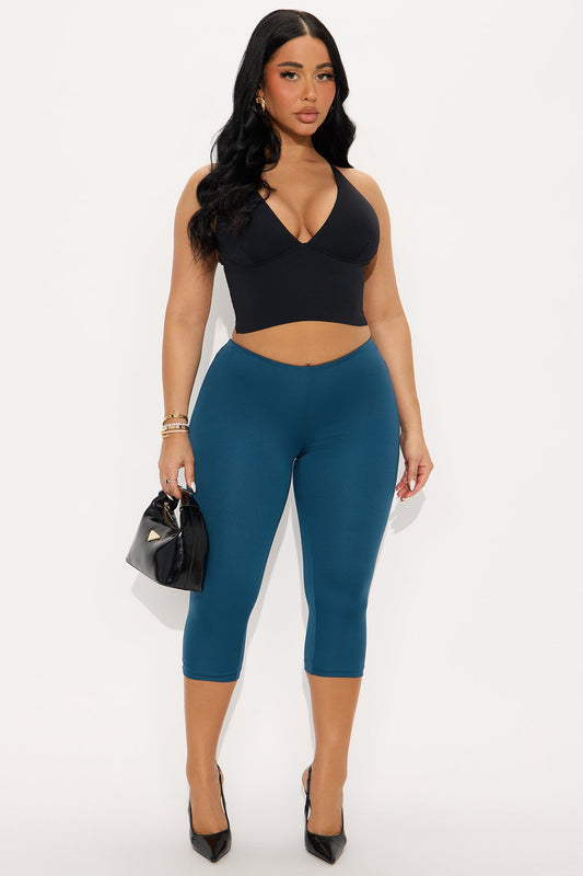 Contour Double Lined Capri Pant - Teal