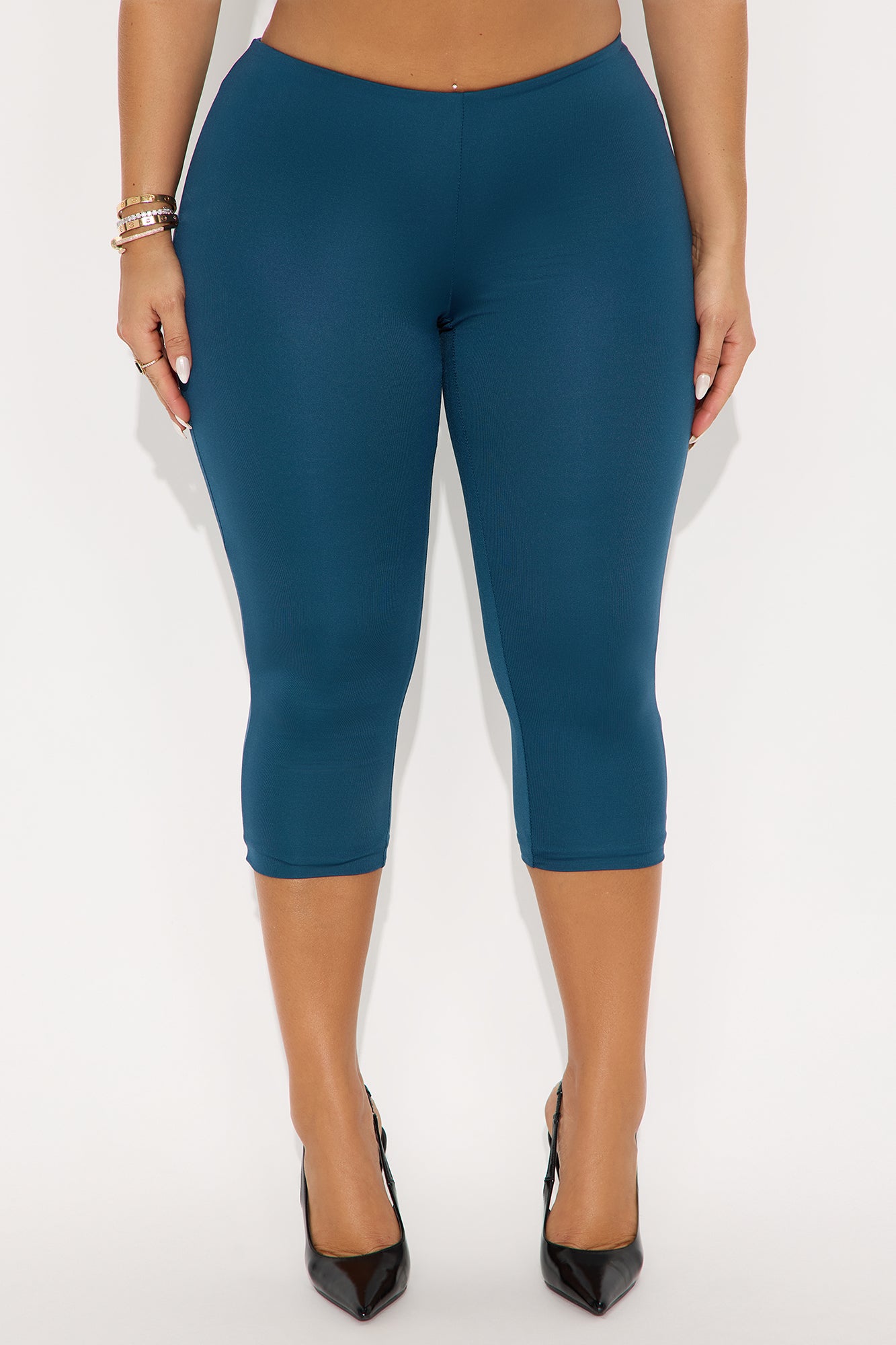 Contour Double Lined Capri Pant - Teal