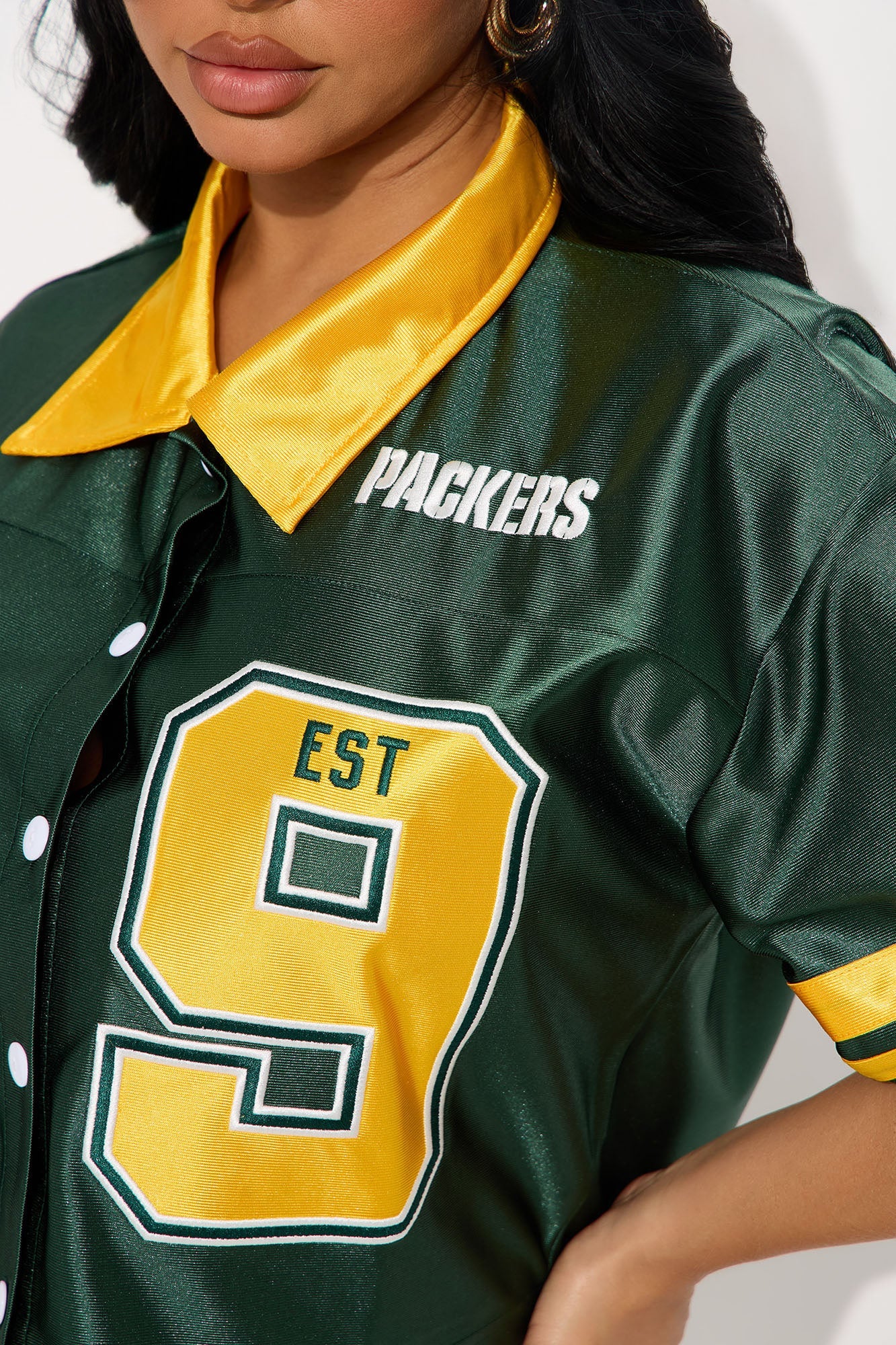 NFL Green Bay Packers Cropped Shirt - Green/combo