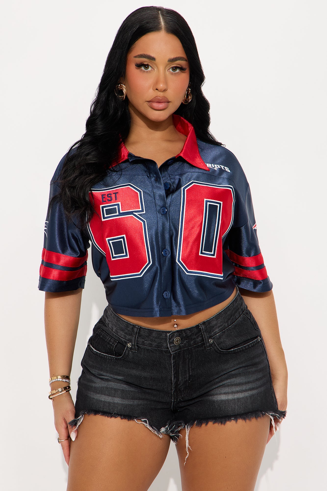 NFL Cropped Patriots Shirt - Navy/combo