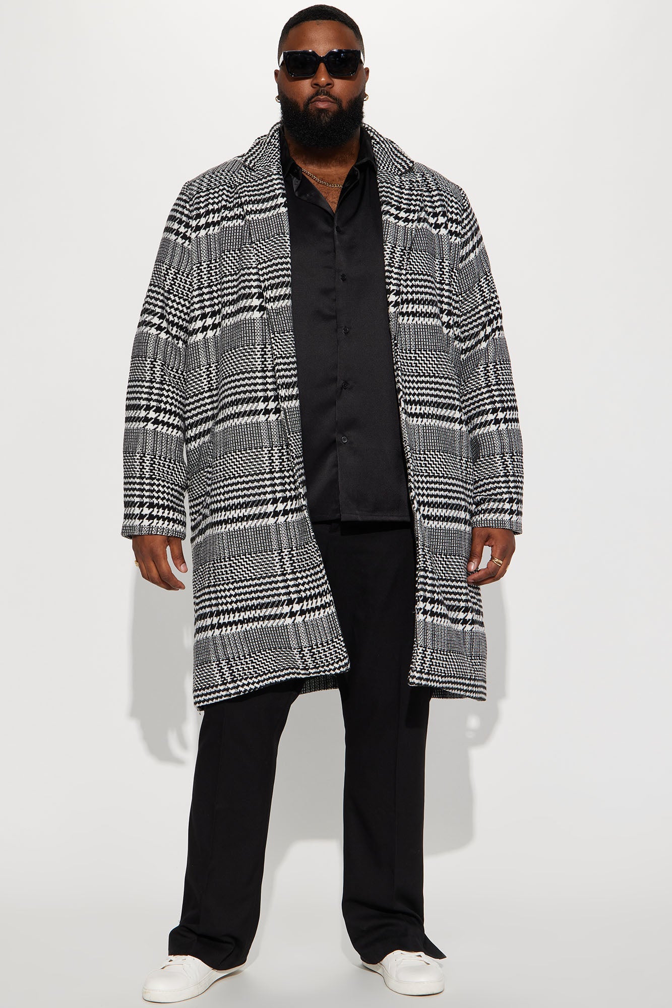 Links Satin Long Sleeve Button Up Shirt - Black