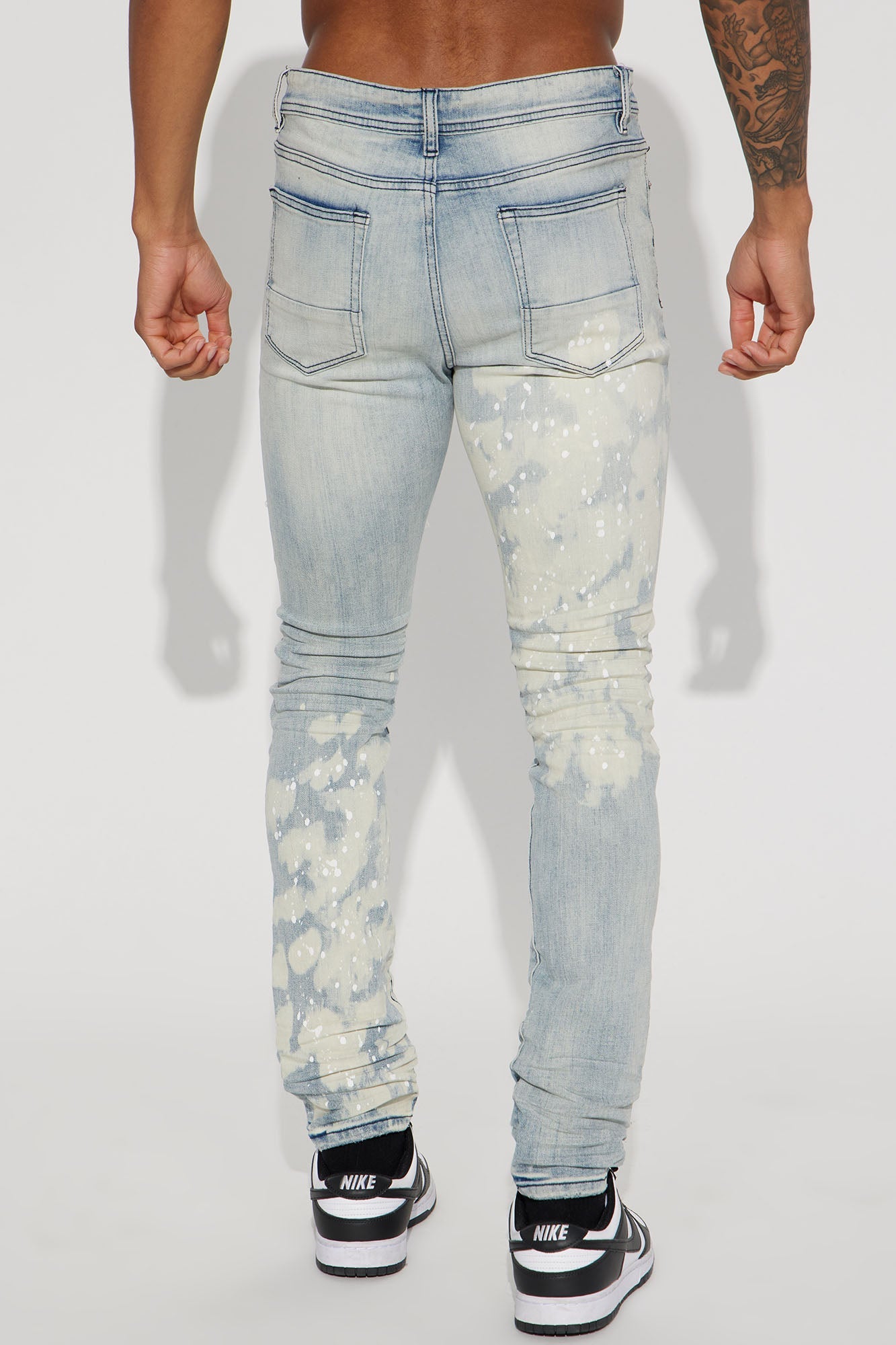 For It Paint Splattered Stacked Skinny Jeans - Light Wash