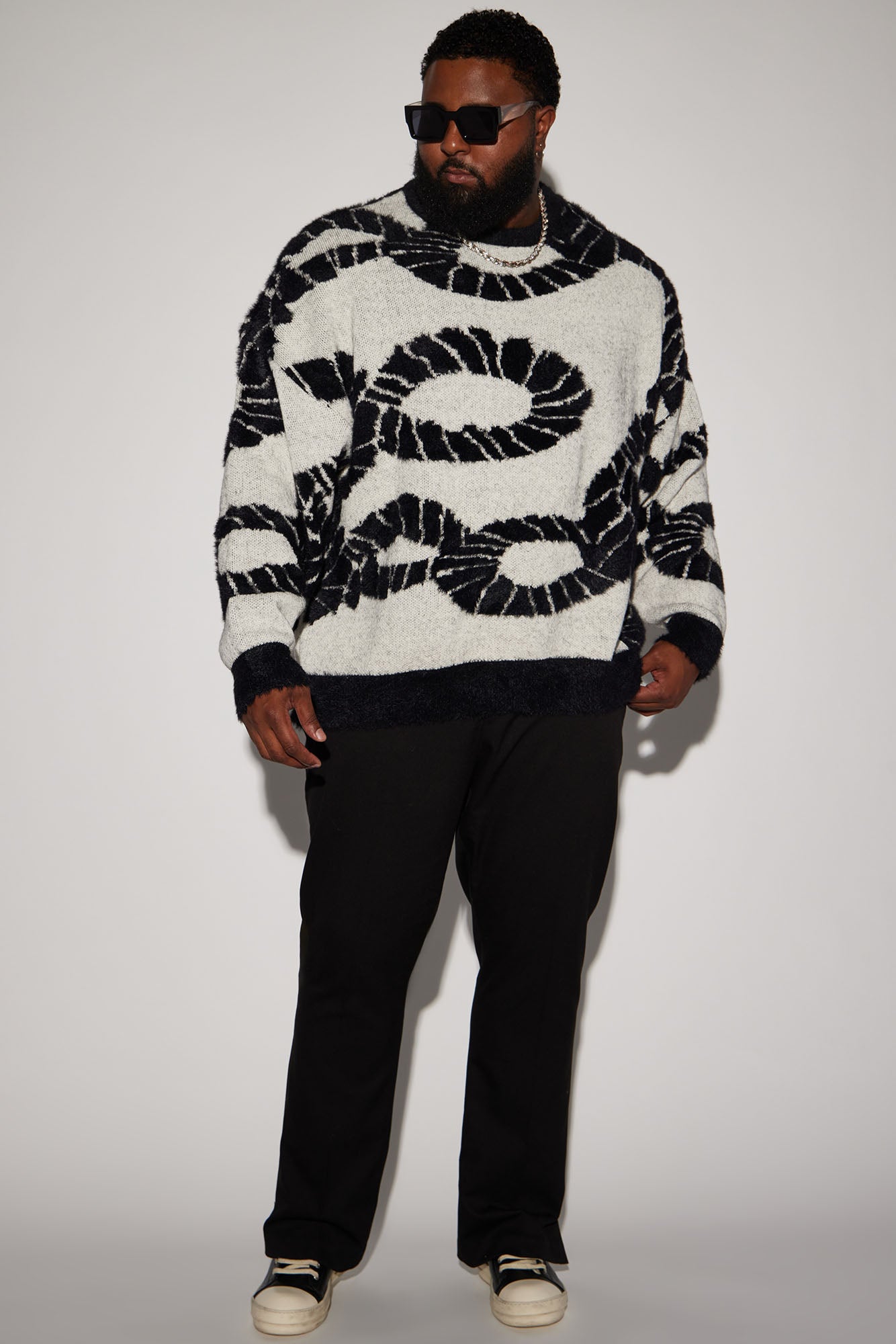 Walking A Tight Rope Mohair Sweater - Cream/combo