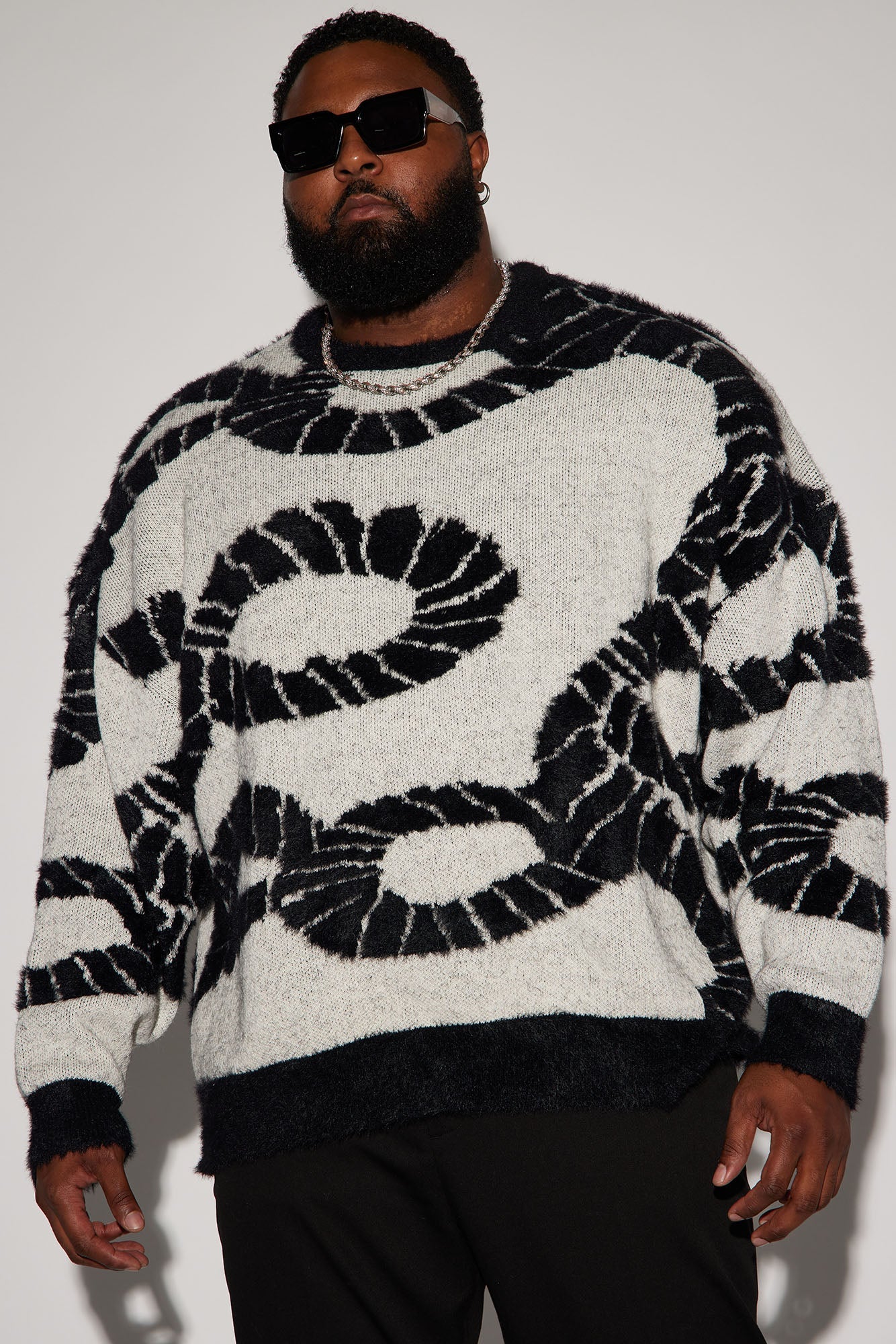 Walking A Tight Rope Mohair Sweater - Cream/combo