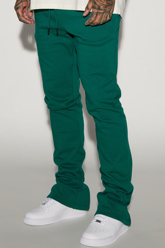 Tyson Back Zipper Skinny Flared Sweatpants - Green
