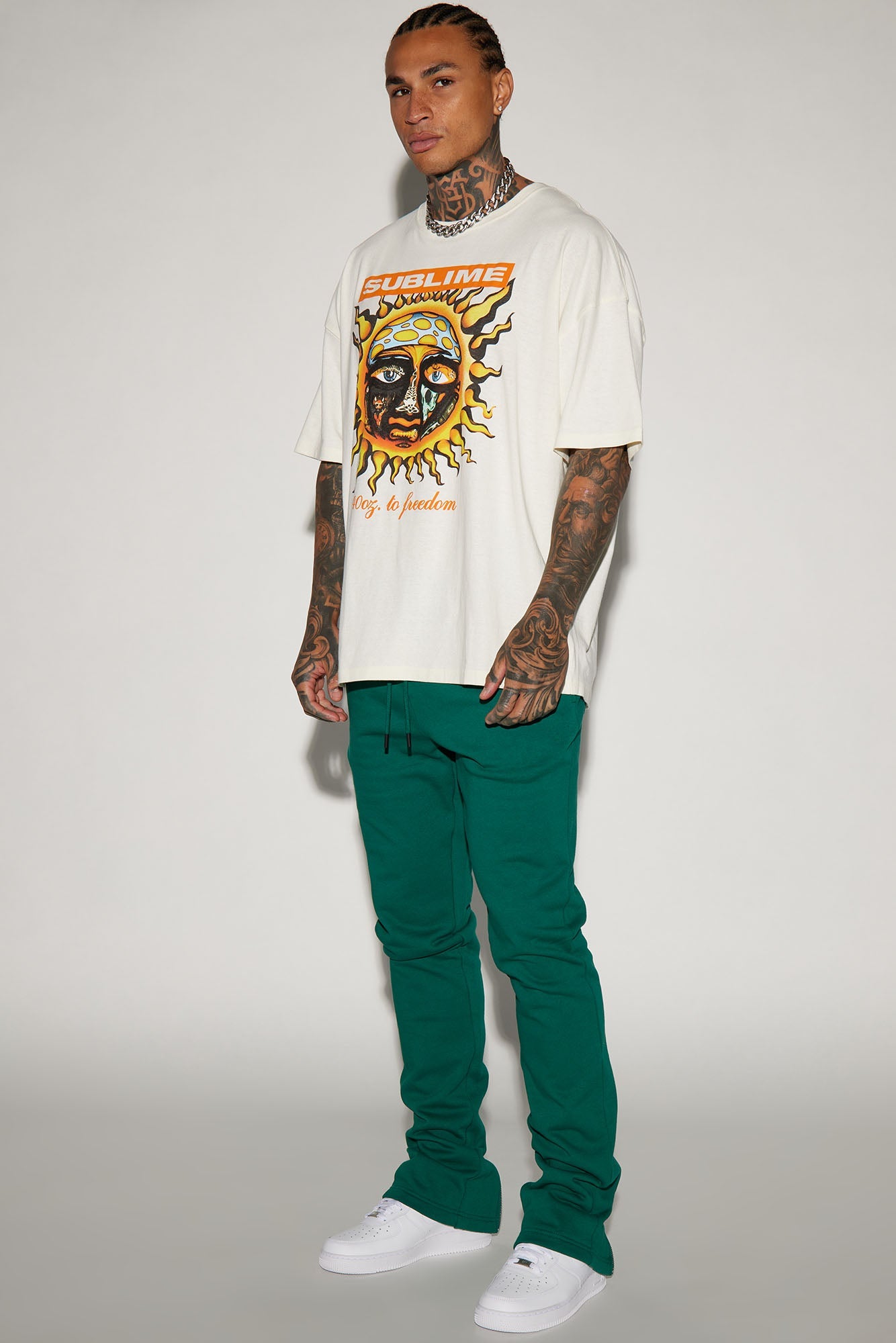 Tyson Back Zipper Skinny Flared Sweatpants - Green