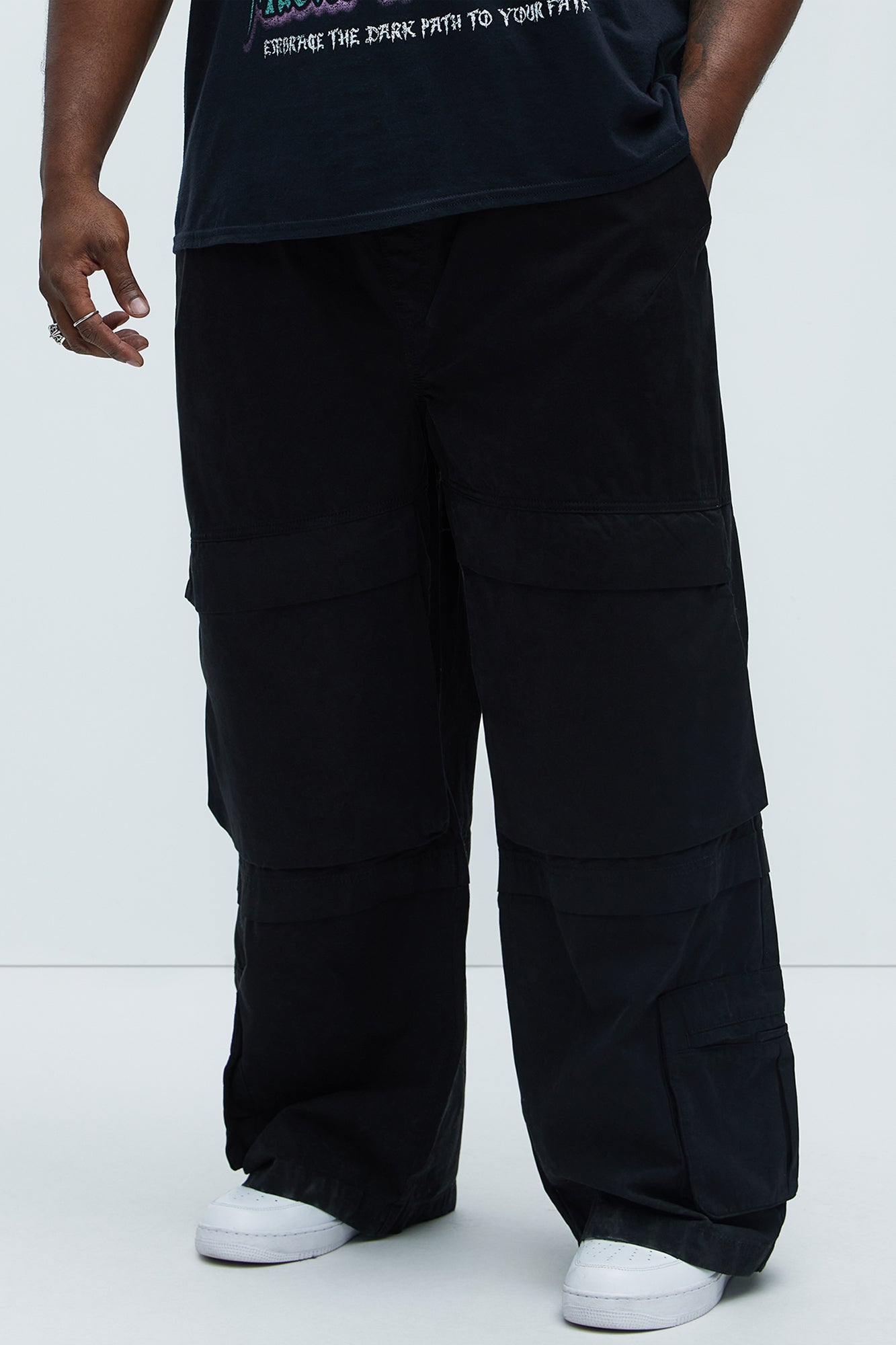 Rylan Wide Leg Cargo Pants - Black