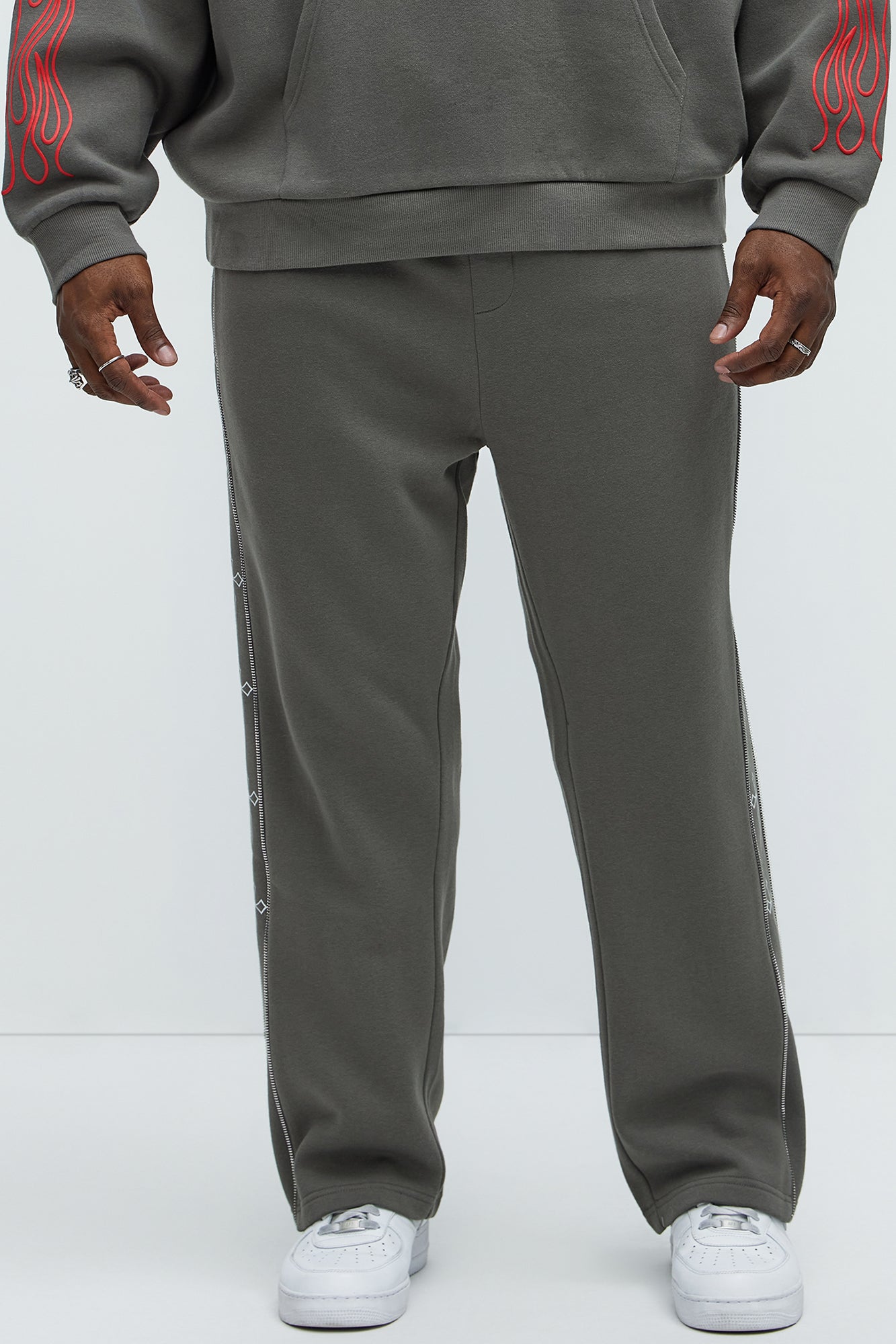 Tyson Cross Straight Sweatpants - Grey