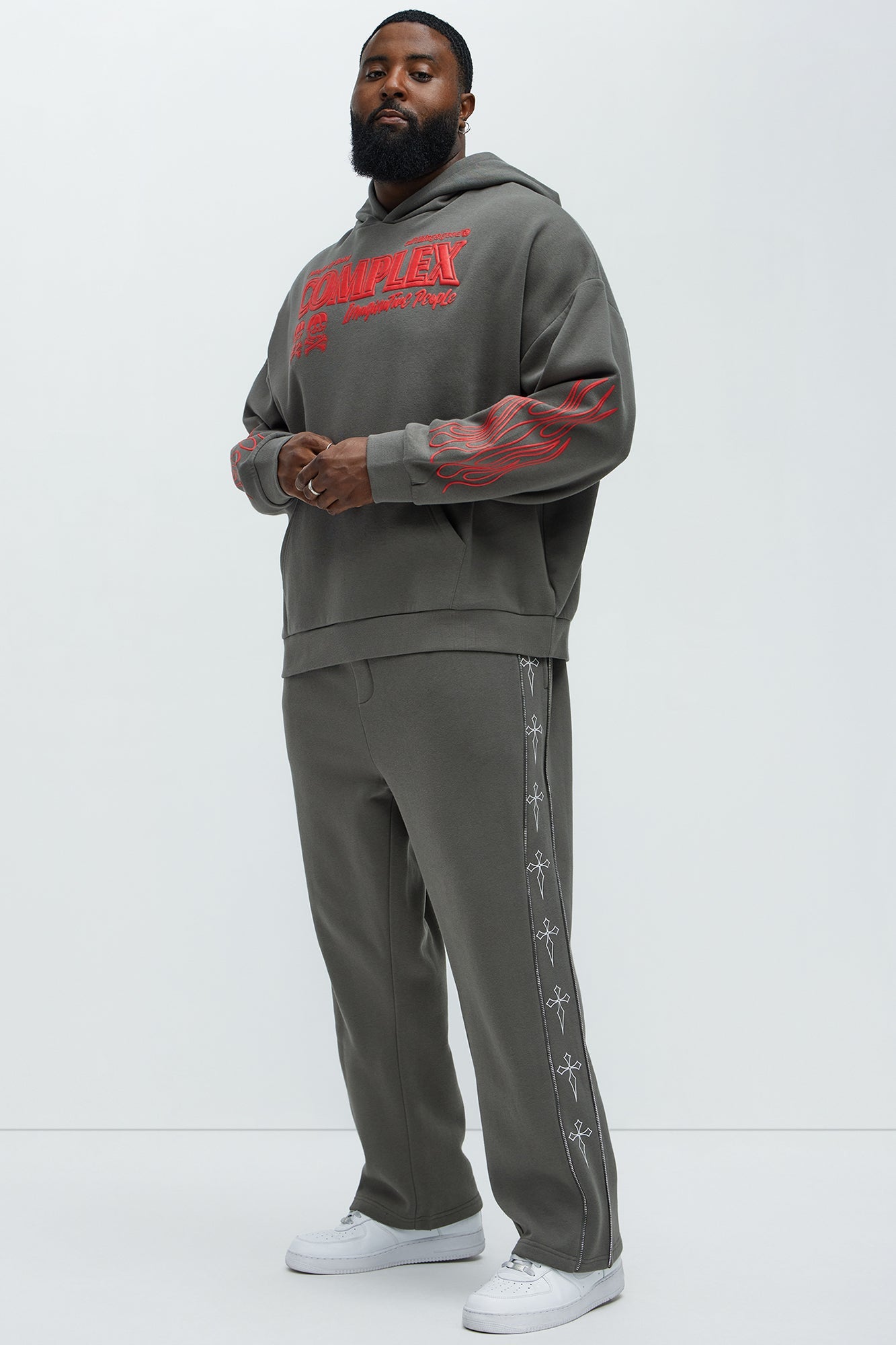Tyson Cross Straight Sweatpants - Grey