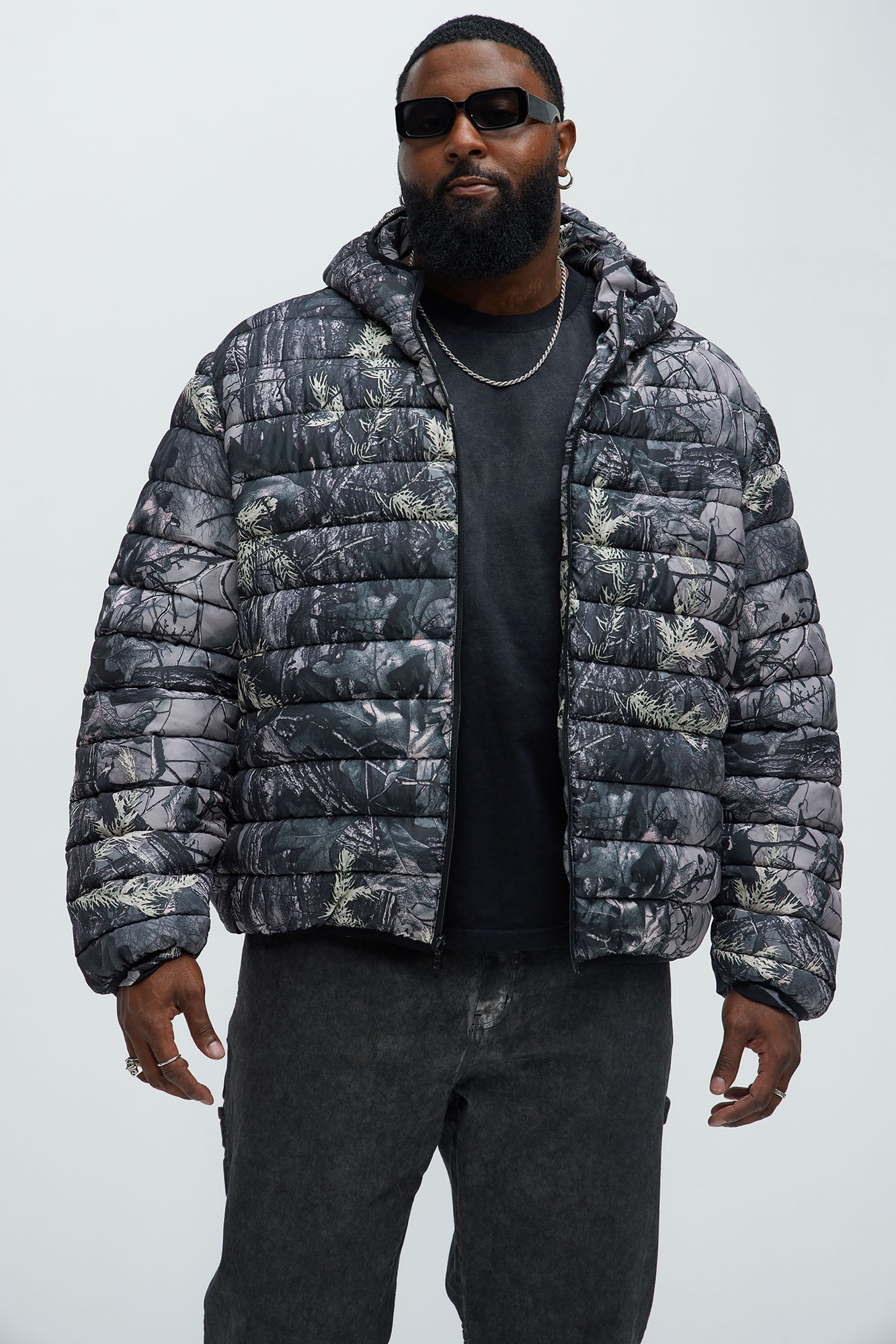 Troop Padded Zip Up Hoodie - Grey/combo