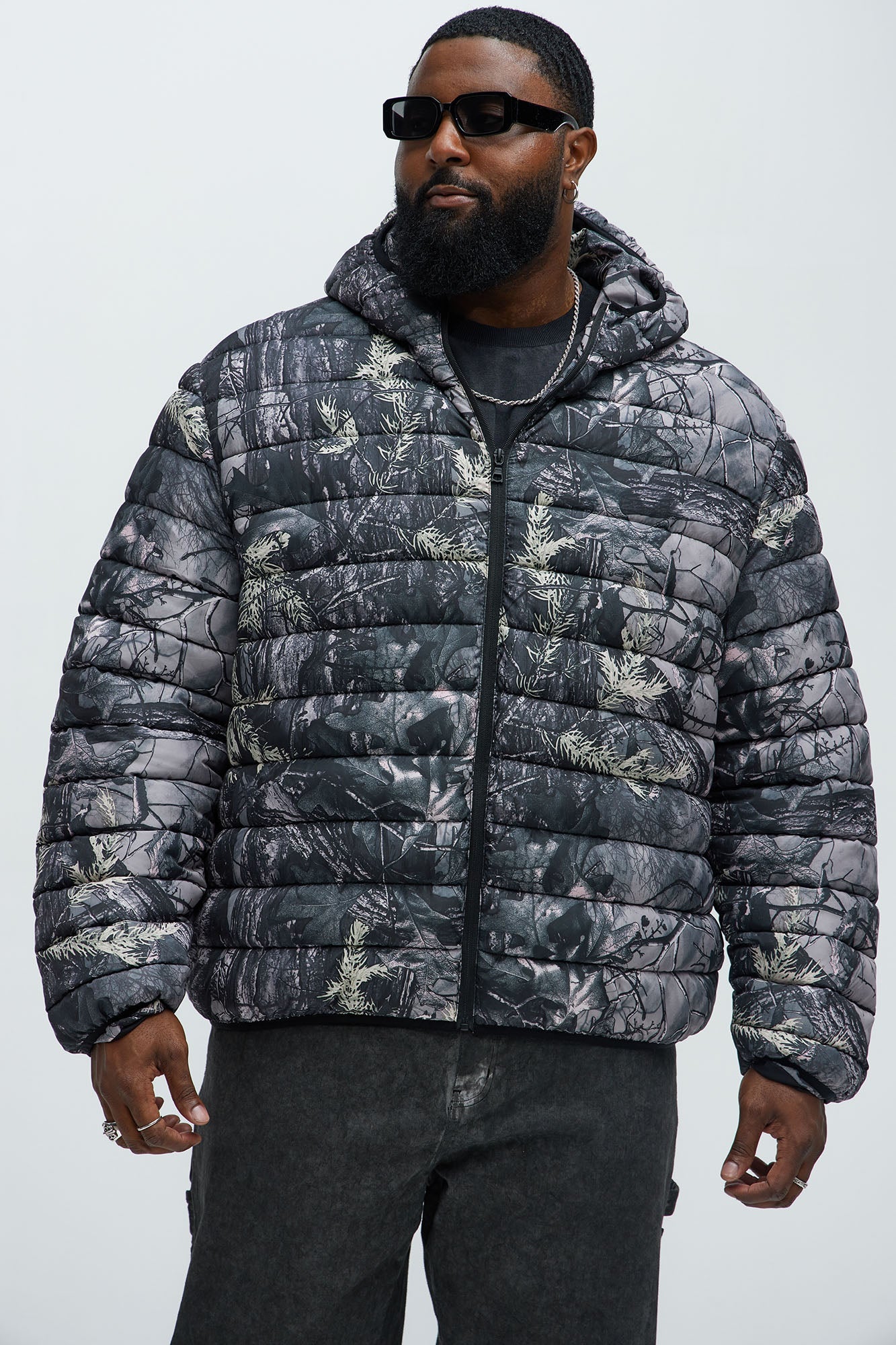 Troop Padded Zip Up Hoodie - Grey/combo